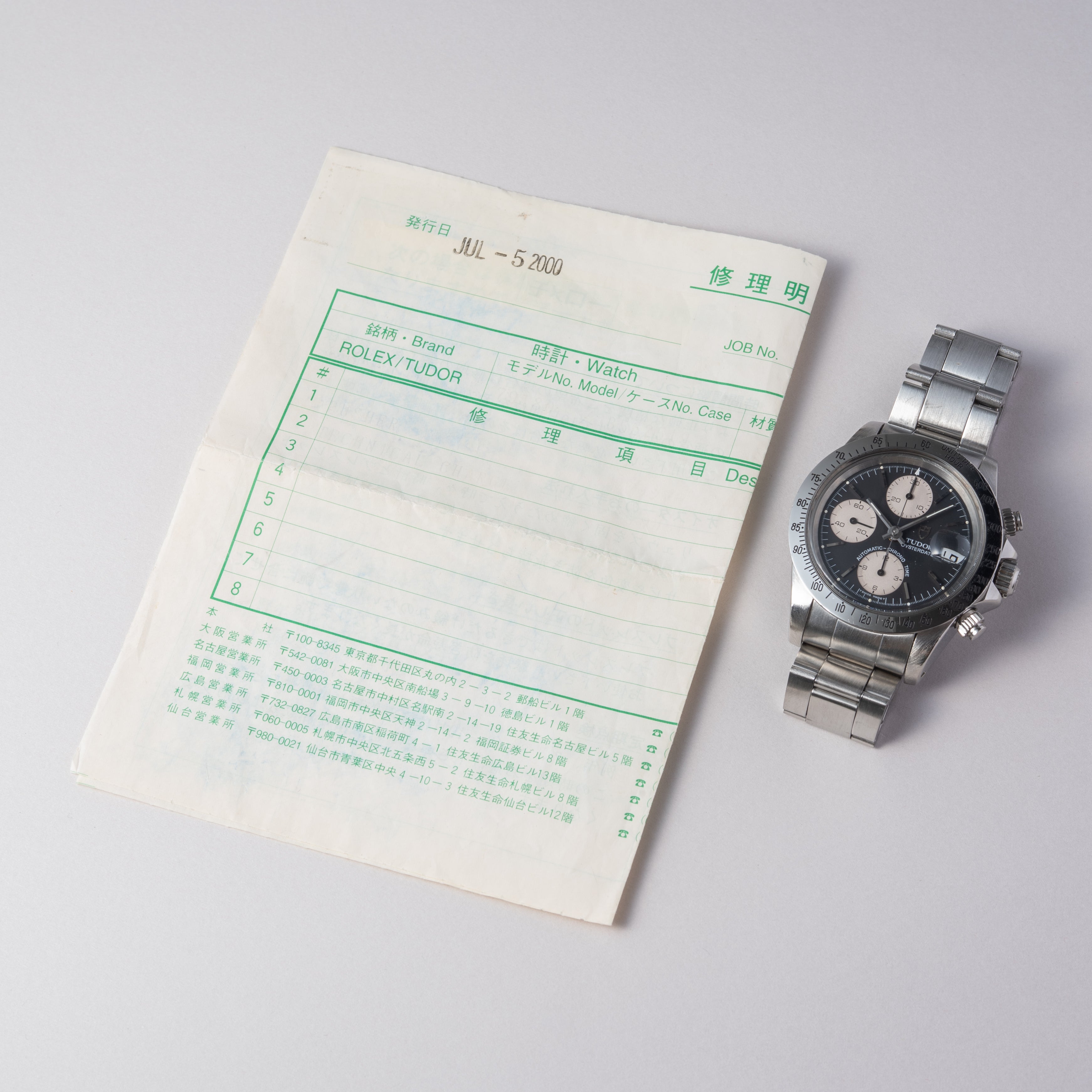 チューダー クロノタイム Ref.79180 逆パンダダイヤル ビックブロック 修理明細付き