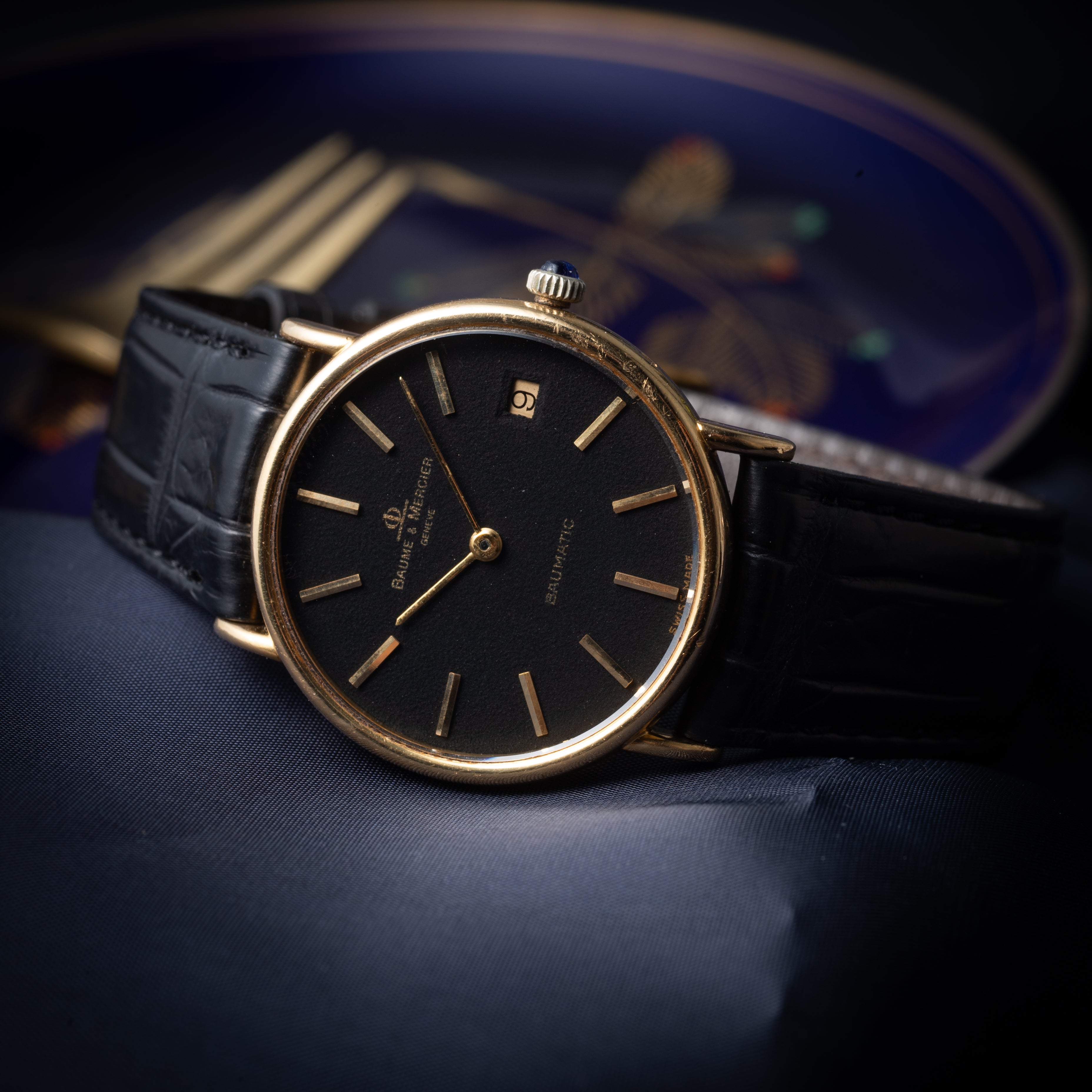 ボーム&メルシエ 18金無垢ボウマチック 18KYG ブラック 自動巻き