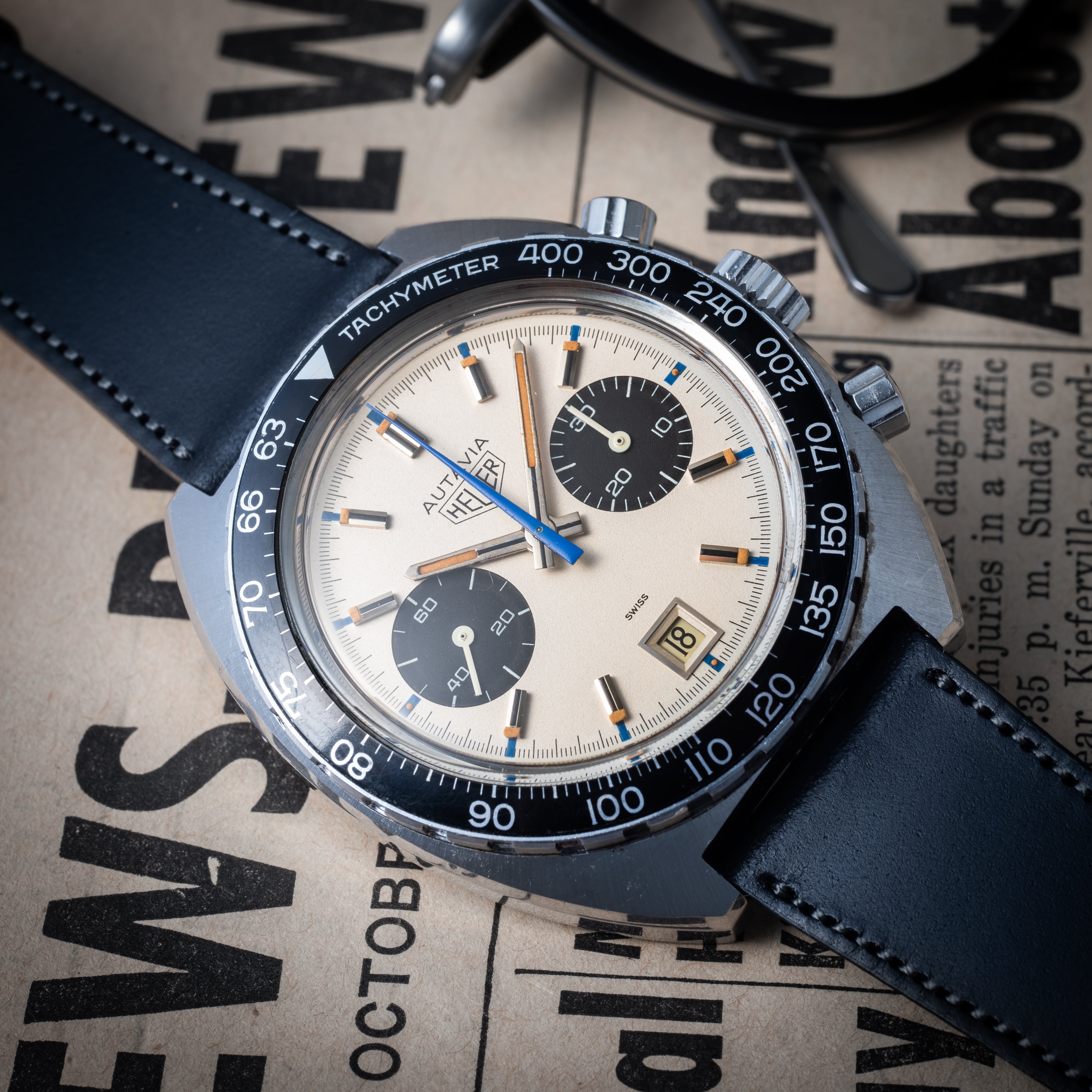 ホイヤー オータヴィア クロノグラフ 1970年代 手巻 バルジューCal.7734 シフェール