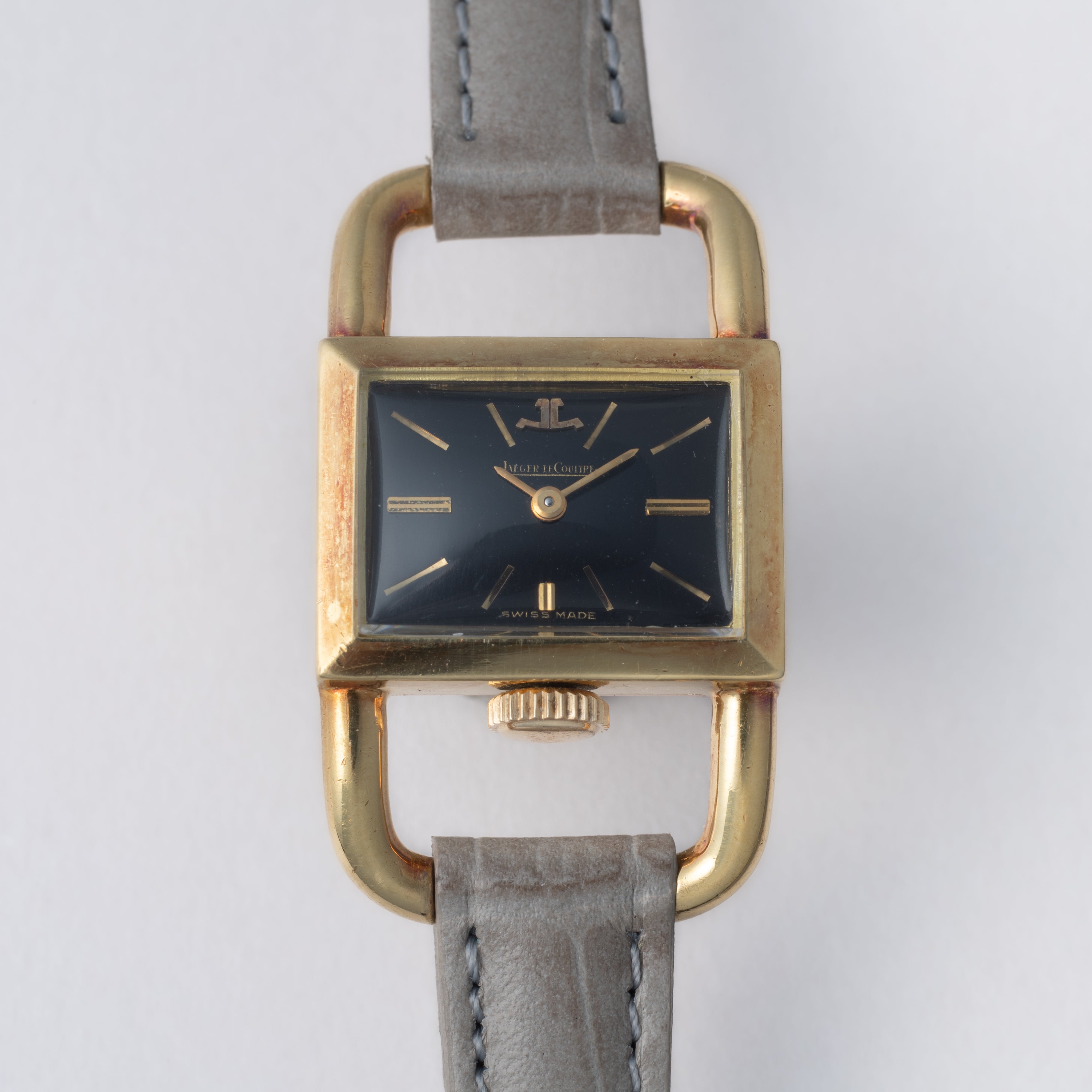 ジャガー・ルクルト 18金無垢レディースウォッチ エトリエ 1970年代製 ブラックダイヤル 手巻き