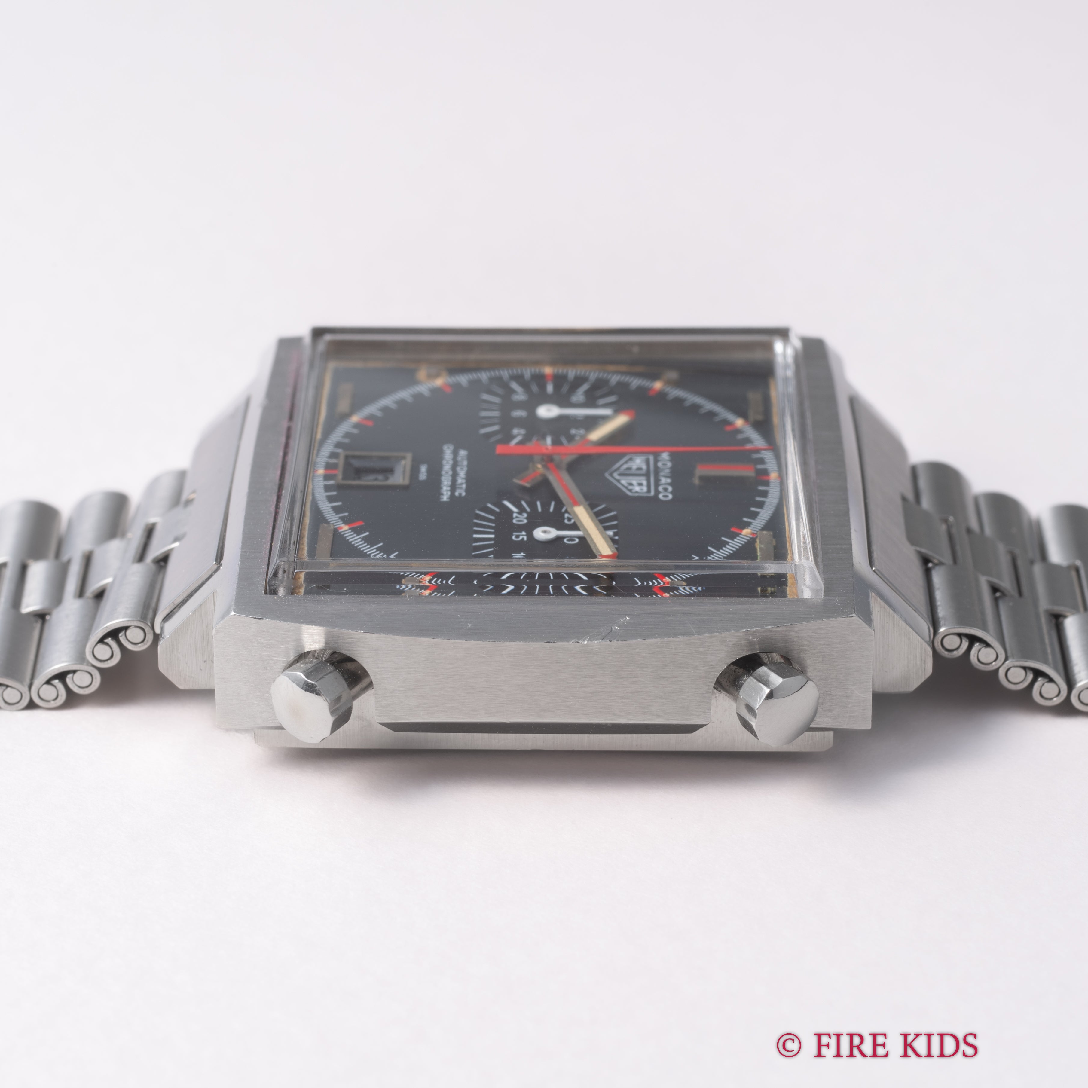 ホイヤー モナコ 1970年代製 自動巻きクロノグラフ グレーダイヤル Cal.12 純正ブレス付き