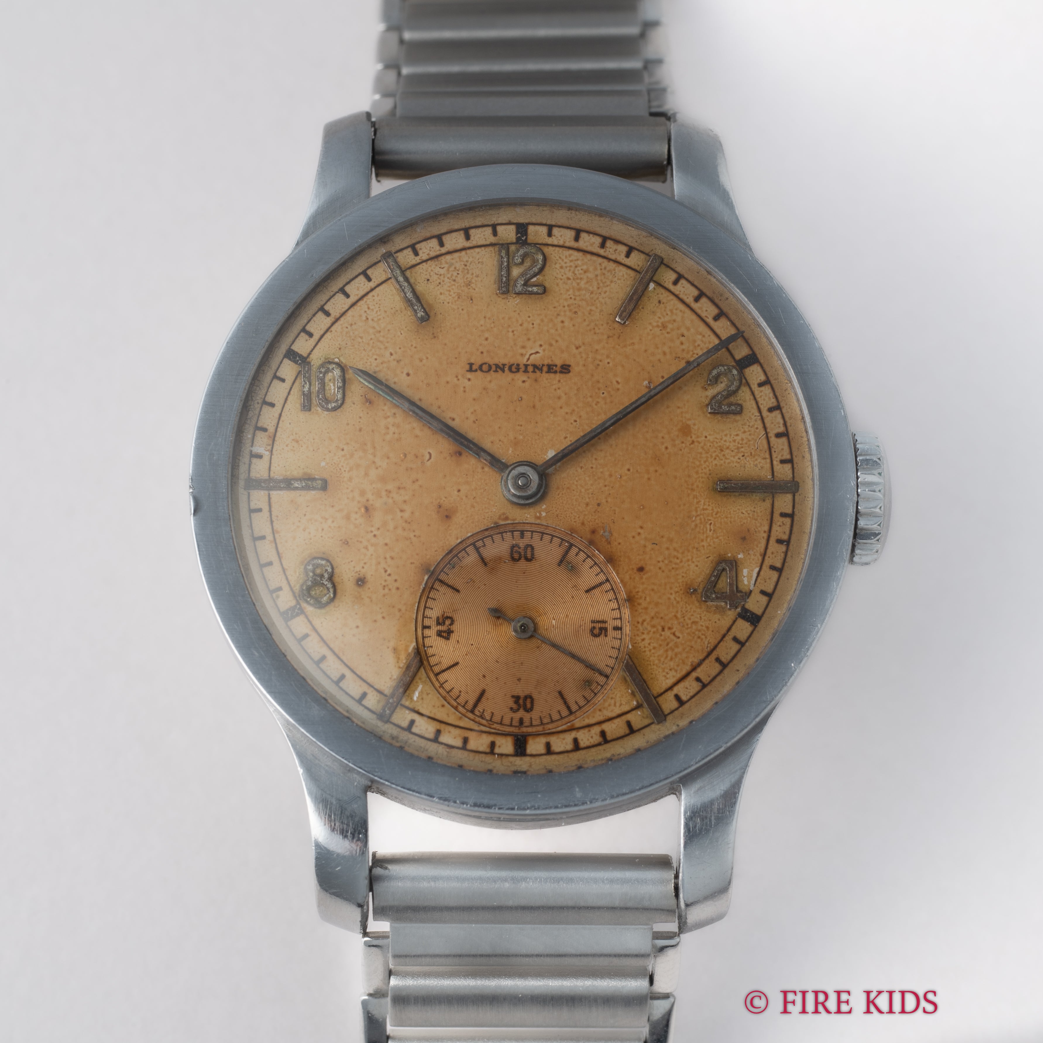 ロンジン カラトラバケース 1940年代製 手巻 Cal.12.68Z フラットベゼル 社外バンブーブレス