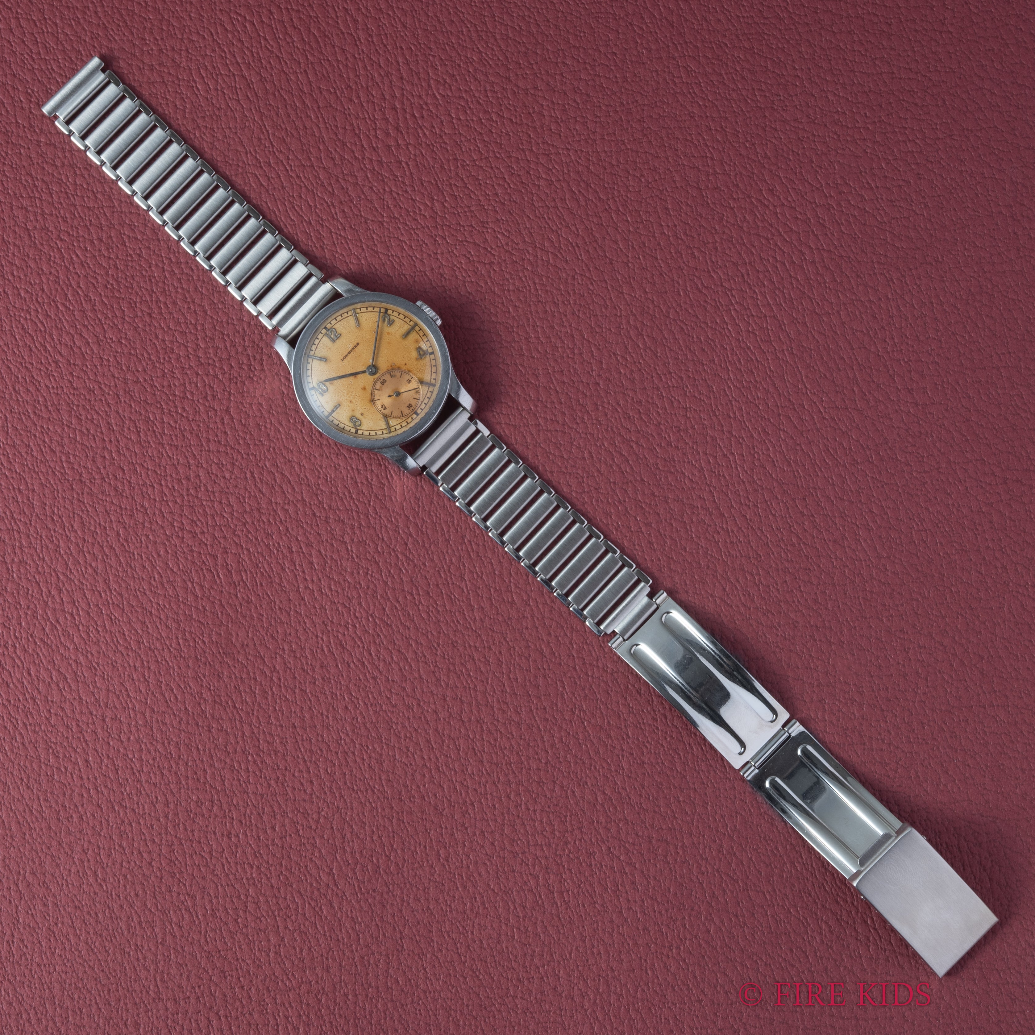 ロンジン カラトラバケース 1940年代製 手巻 Cal.12.68Z フラットベゼル 社外バンブーブレス