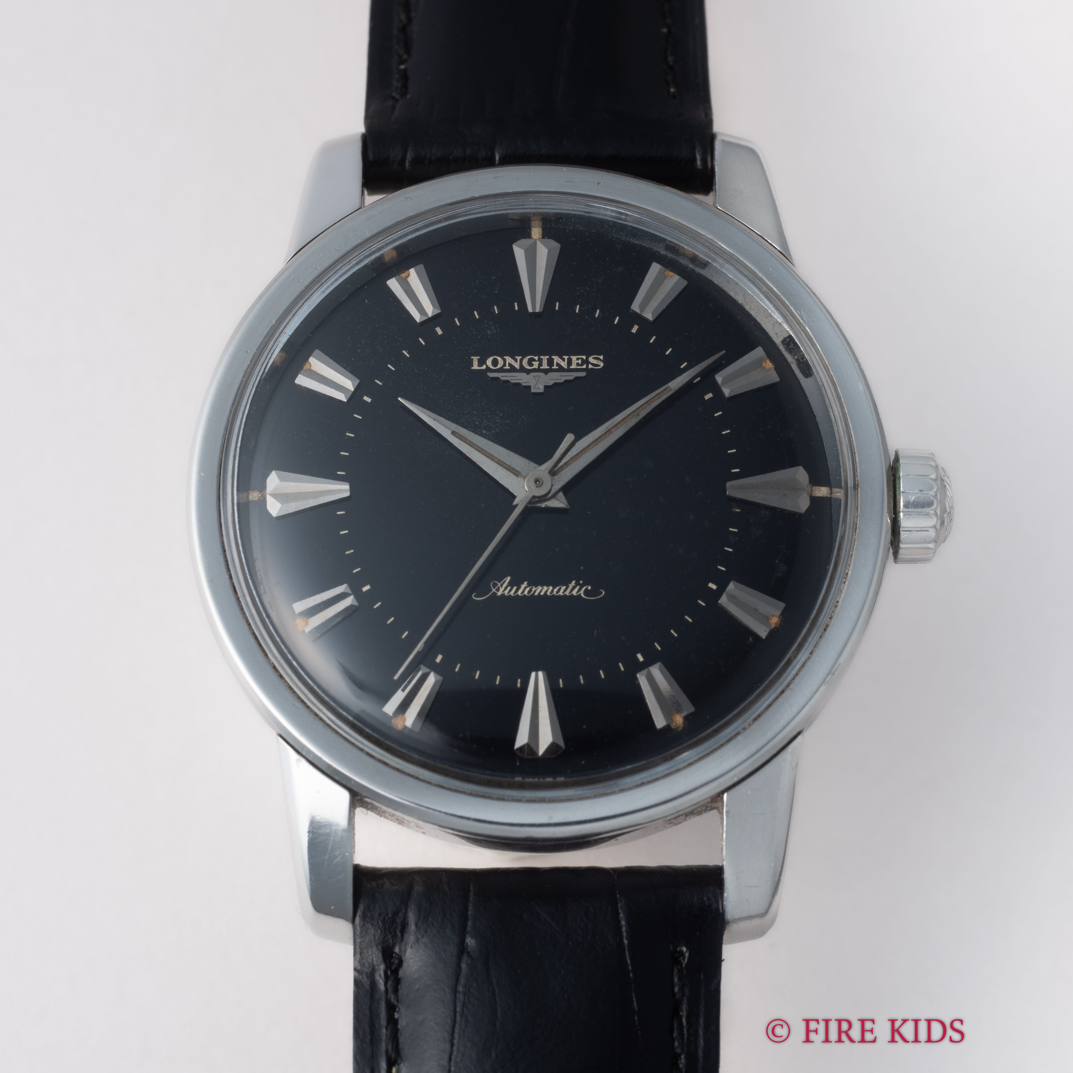 ロンジン プレコンクエスト Cal.19AS ブラックダイヤル 自動巻き ラウンド 1950年代