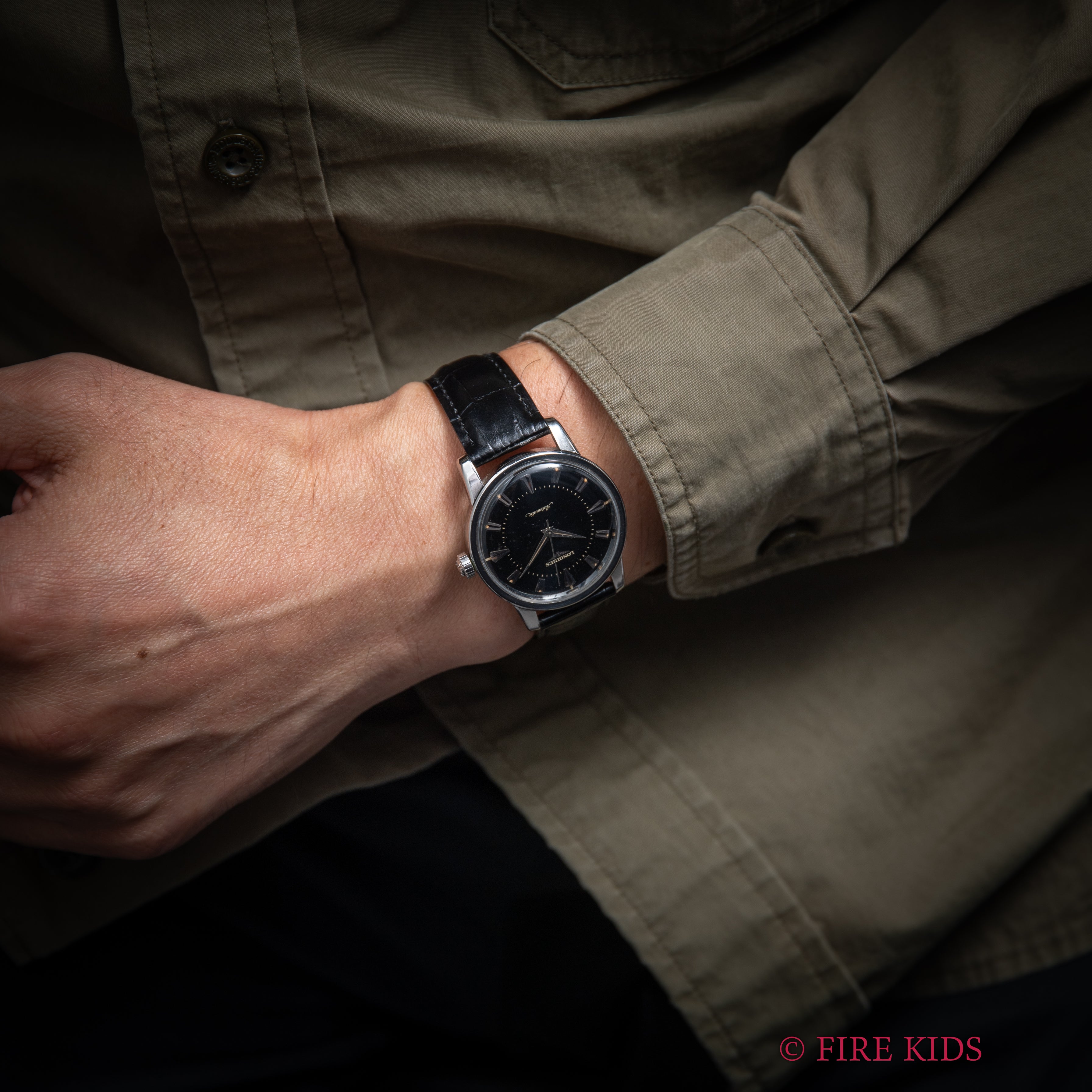 ロンジン プレコンクエスト Cal.19AS ブラックダイヤル 自動巻き ラウンド 1950年代