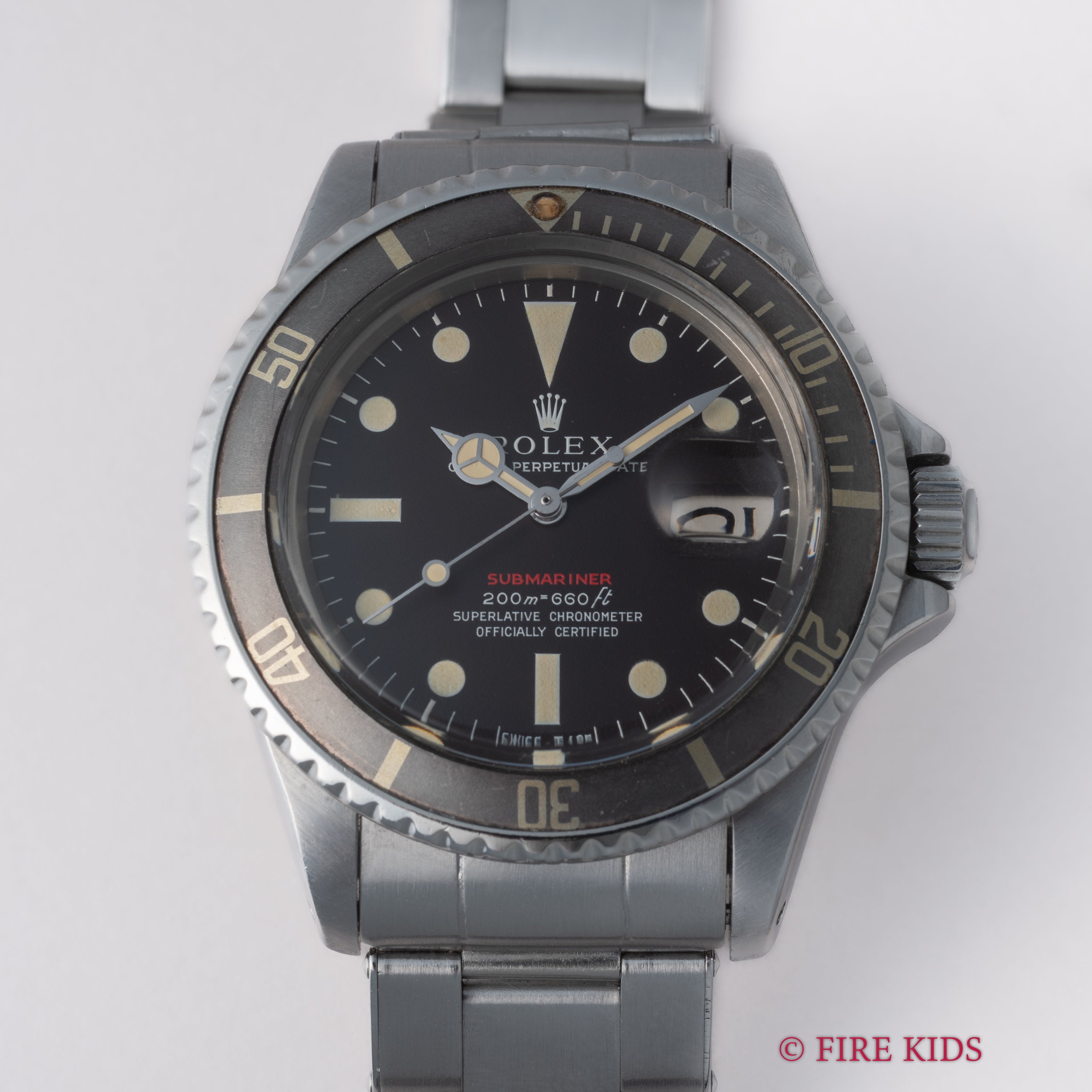 ロレックス 1969年製 サブマリーナー 赤サブ メーターファースト マーク3ダイヤル Ref.1680 ブラウンチェンジ リベットブレス