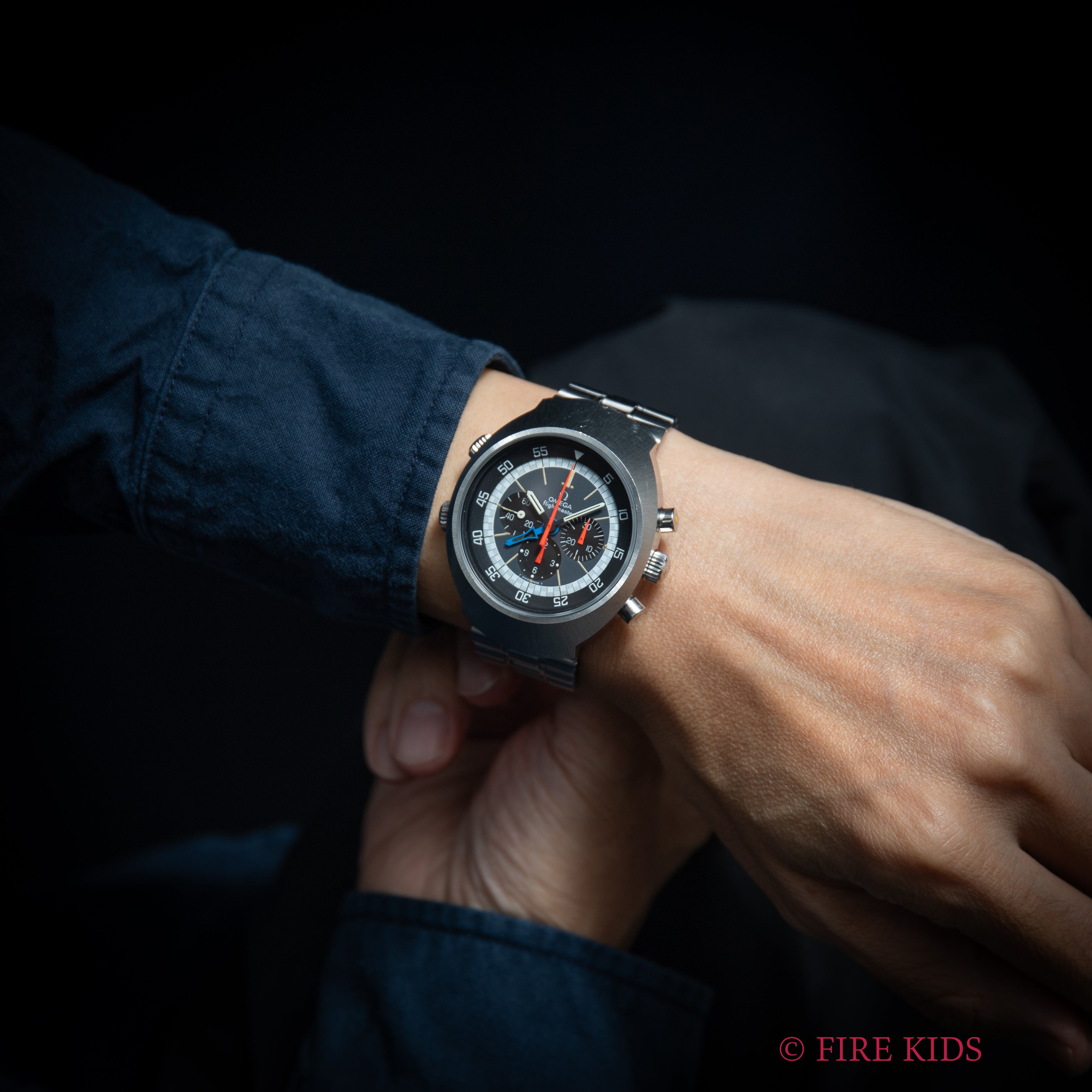 オメガ フライトマスター 後期型 1972年製 Ref.145.026 手巻クロノグラフ Cal.911 オレンジ針 純正ブレス