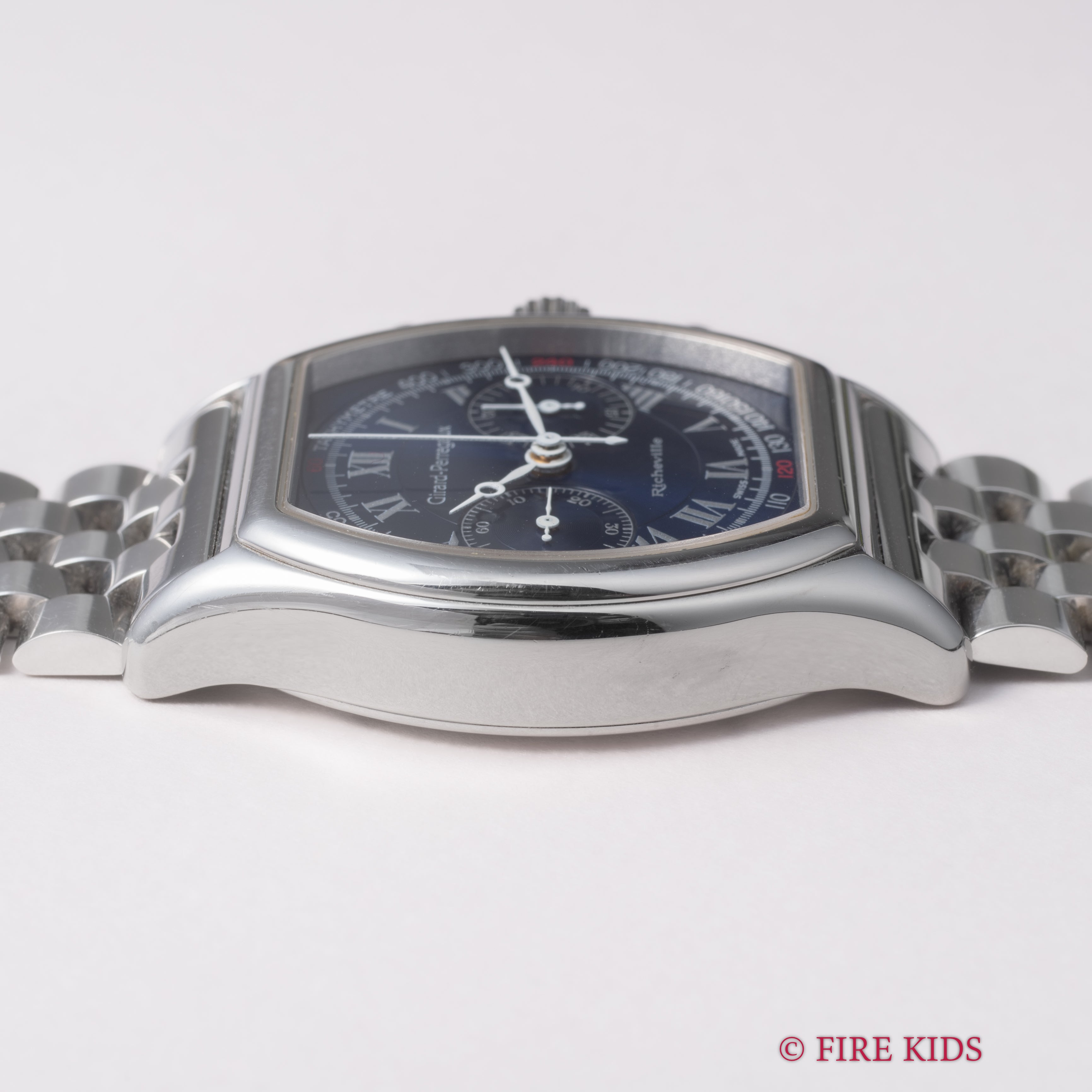 ジラール・ペルゴー リシュビル 1990年代製 Ref.2710 ブルーローマンダイヤル 手巻クロノグラフ 箱ギャラ、革ベルト尾錠付