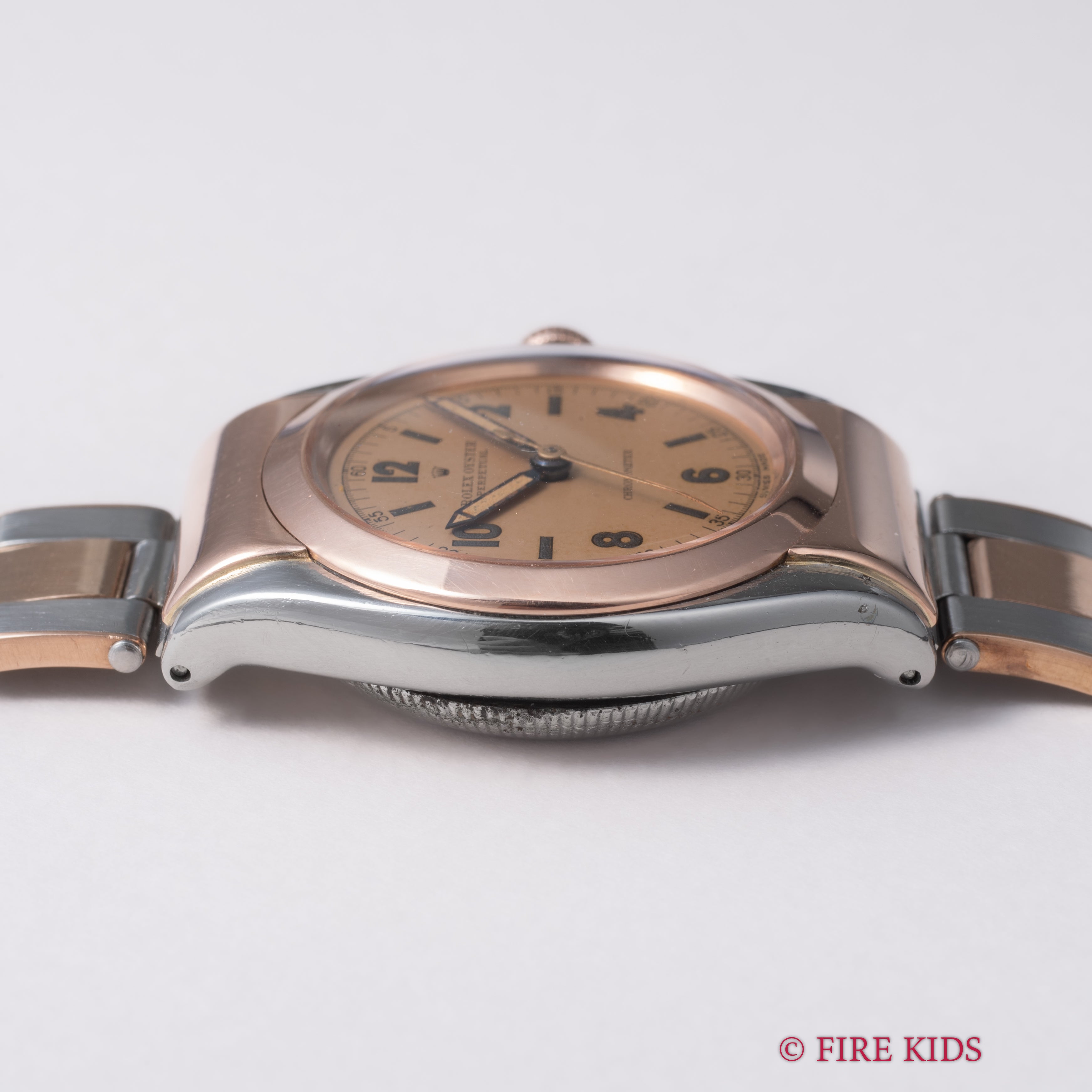 ロレックス バブルバック フーテッド ピンクゴールドコンビ 1940年代製 飛びアラビアダイヤル 純正コンビブレス