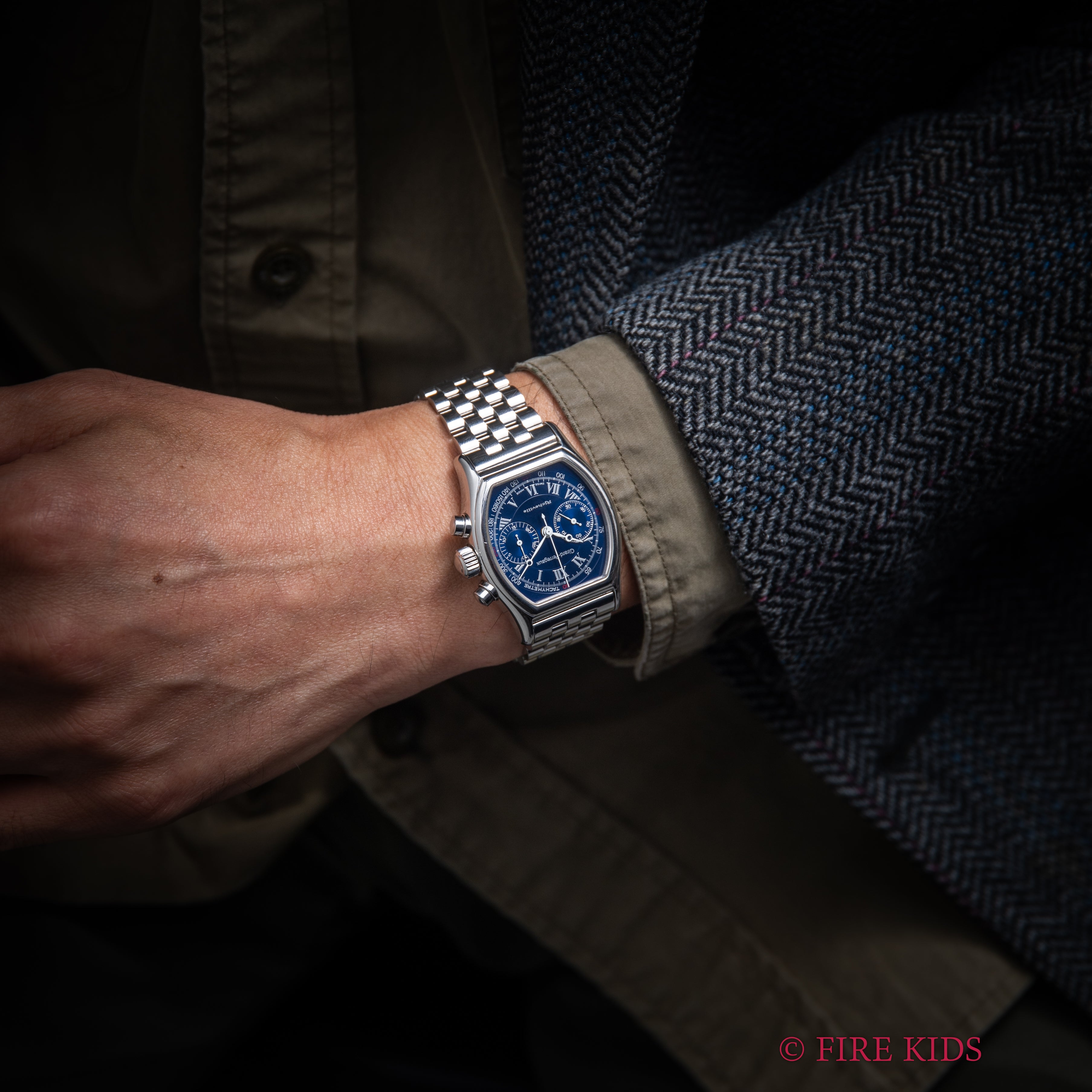 ジラール・ペルゴー リシュビル 1990年代製 Ref.2710 ブルーローマンダイヤル 手巻クロノグラフ 箱ギャラ、革ベルト尾錠付