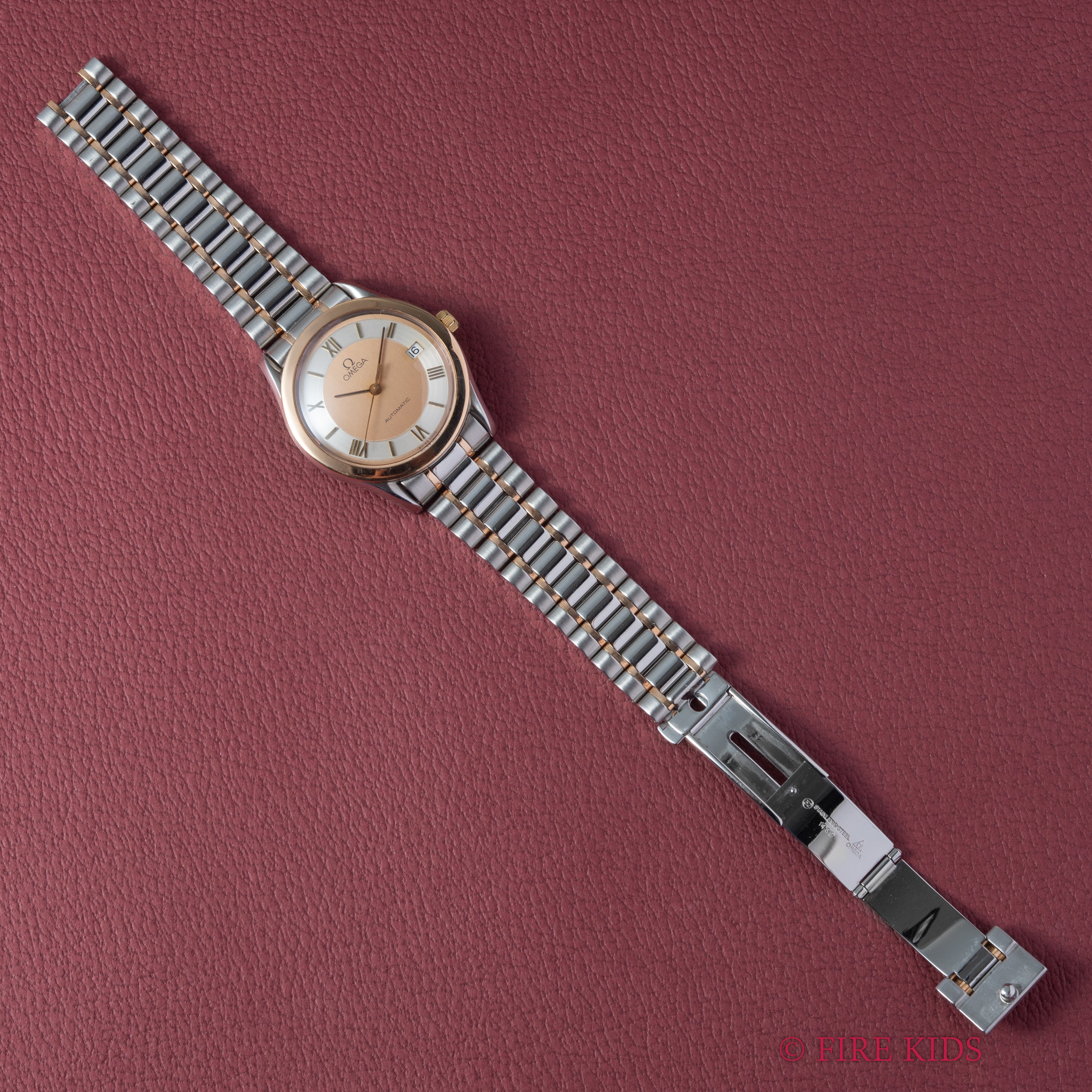 オメガ クラシック PGコンビ 1991年製 ツートーンローマンダイヤル 自動巻 Ref.166 0295 Cal.1110 純正コンビブレス