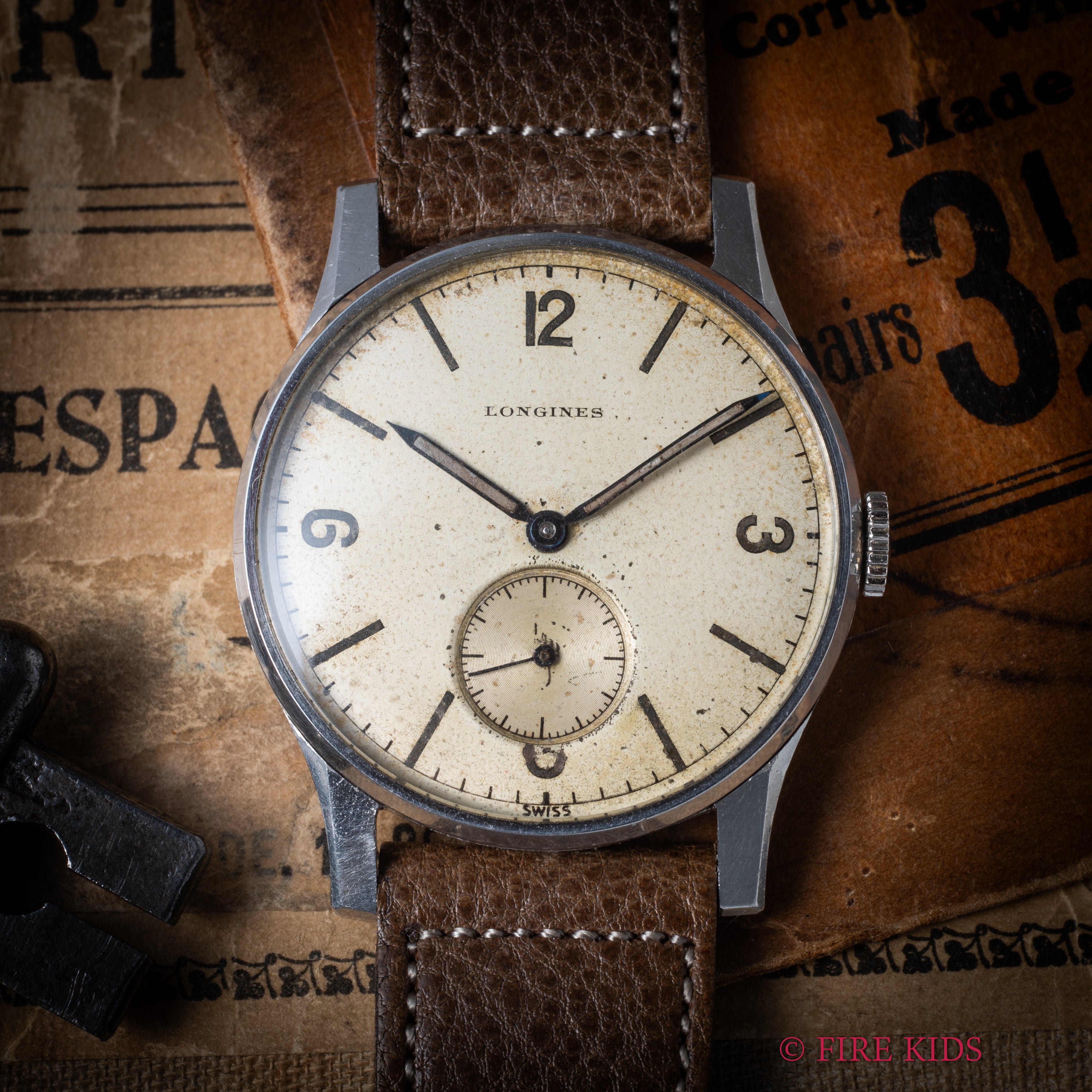 ロンジン 3バカダイヤル 1941年製 手巻きCal.23M スモールセコンド