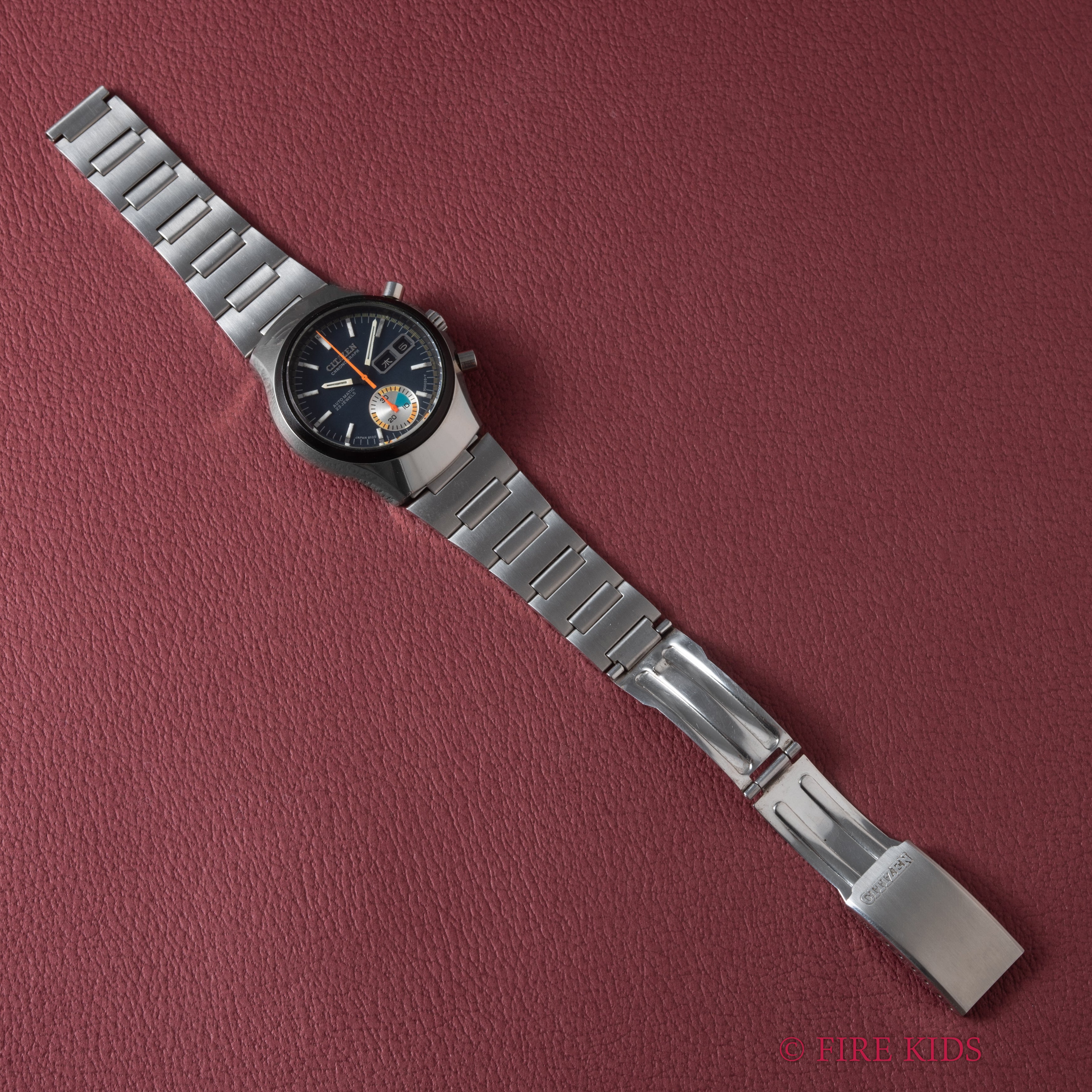 シチズン チャレンジタイマー 1972年製 ダークブルーダイヤル 自動巻フライバッククロノグラフ 純正ブレス