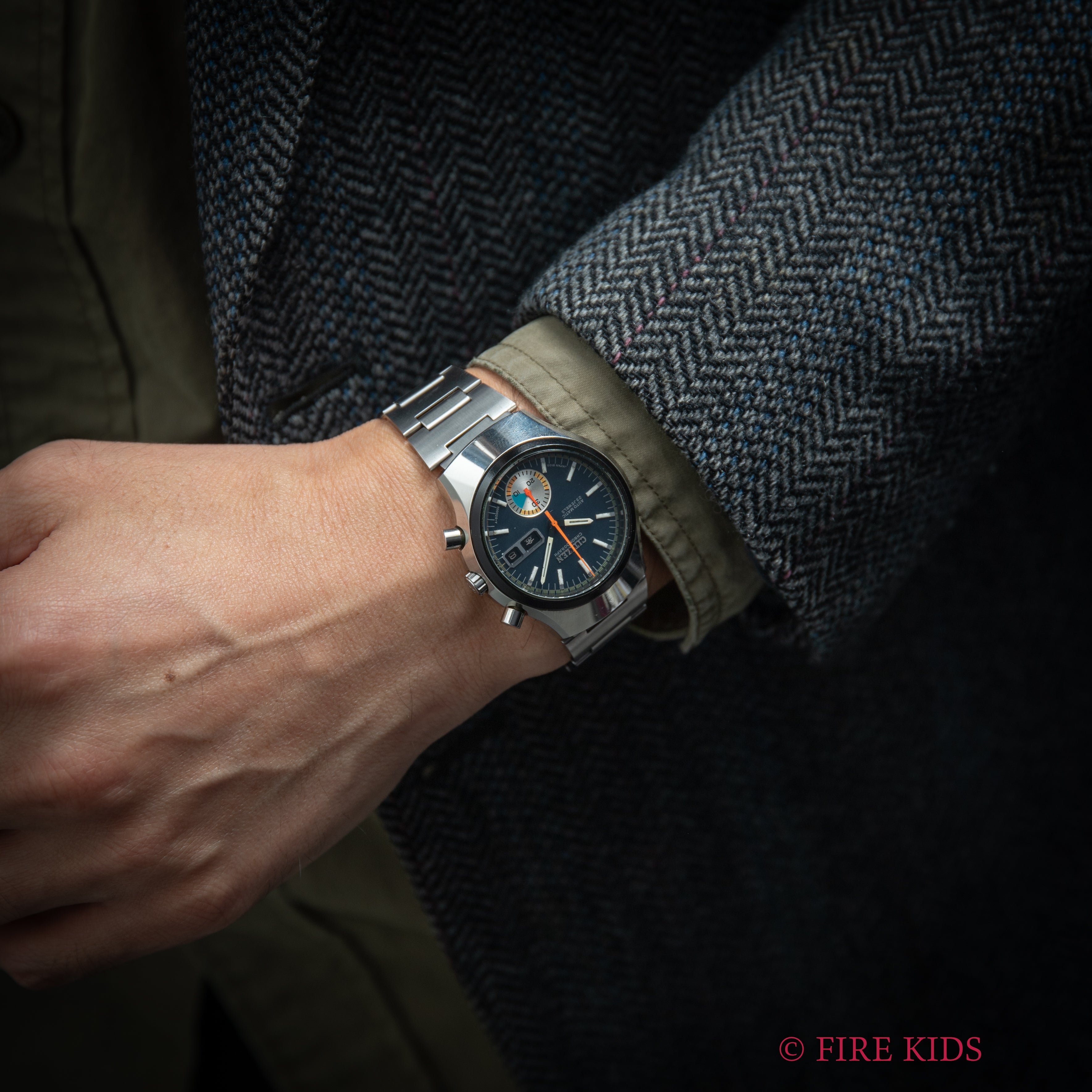 シチズン チャレンジタイマー 1972年製 ダークブルーダイヤル 自動巻フライバッククロノグラフ 純正ブレス