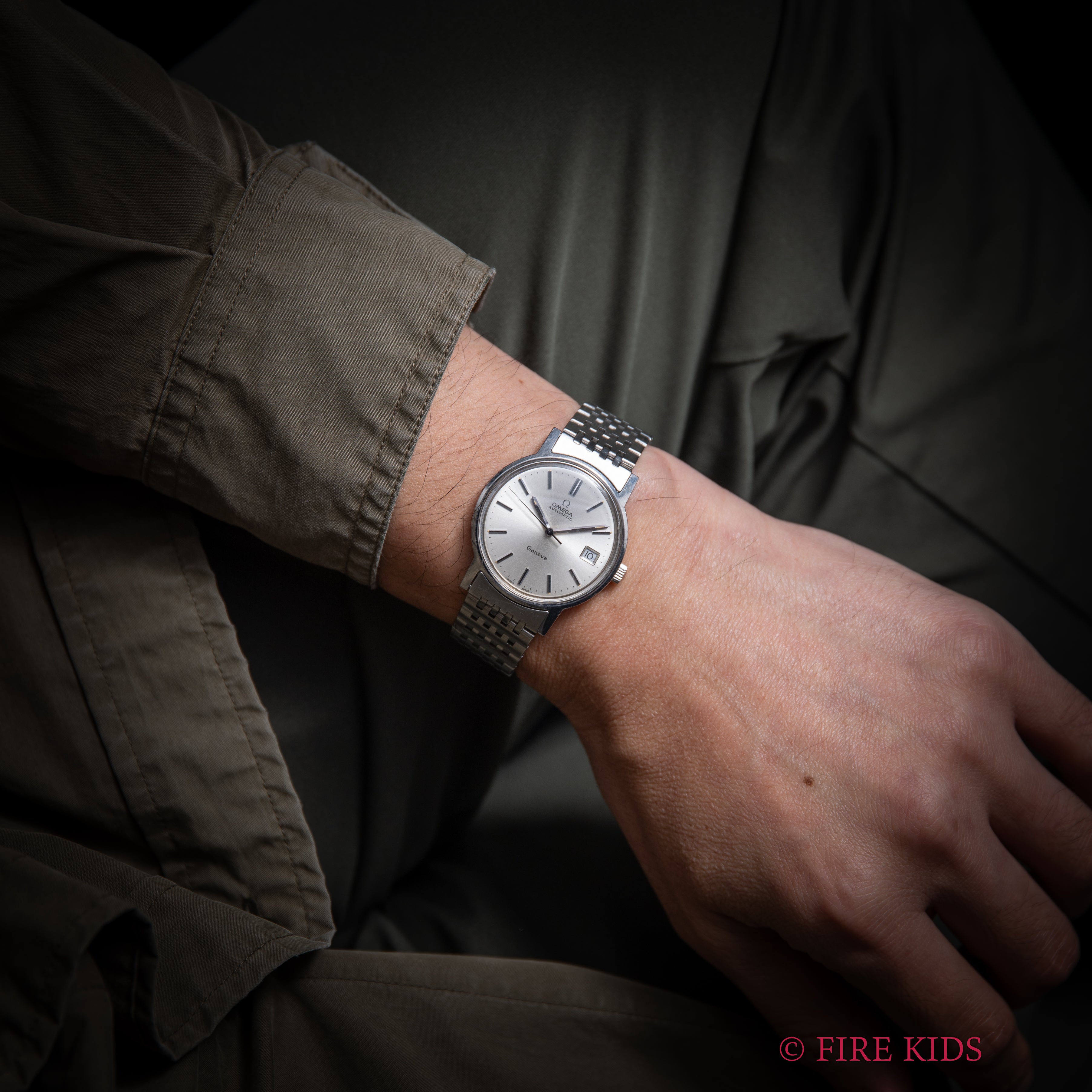 オメガ ジュネーブ 1973年製 シルバーダイヤル 純正ブレス付き ハイビート自動巻き