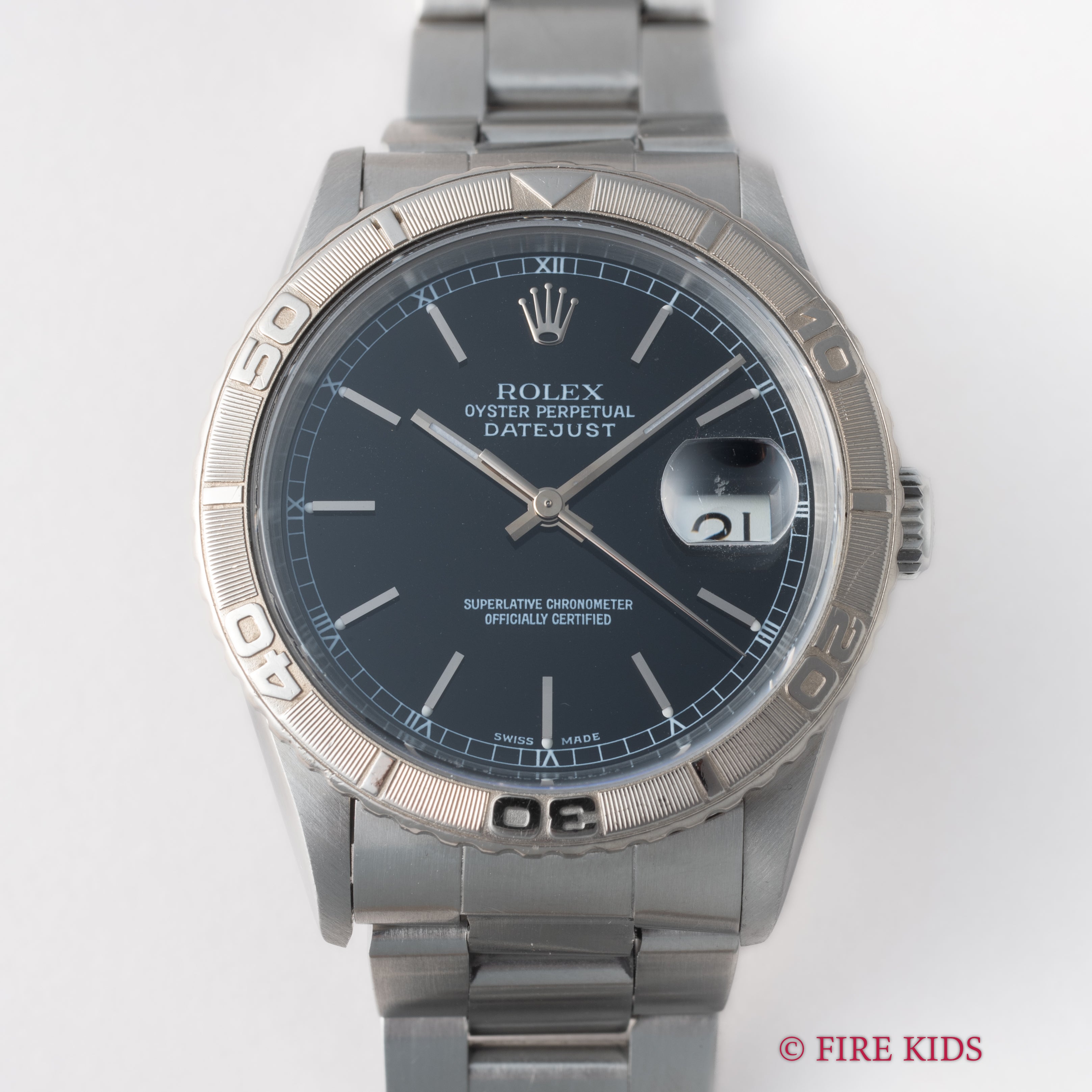 ロレックス サンダーバード 2000年製 Ref.16264 デイトジャスト ブラックダイヤル ギャランティー 修理明細付