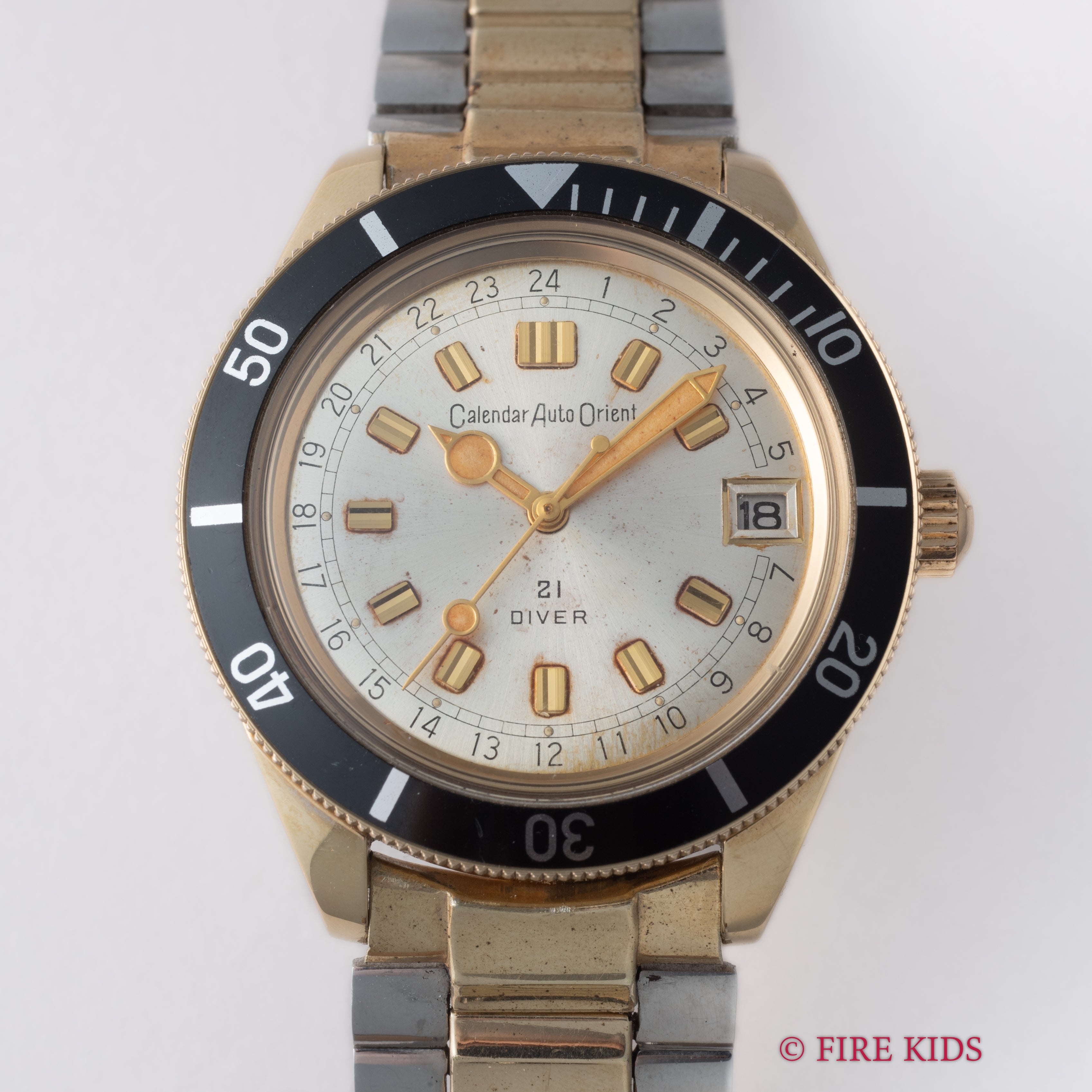 オリエント カレンダーオート21ダイバー 1960年代製 金張りケース 自動巻 純正コンビブレス