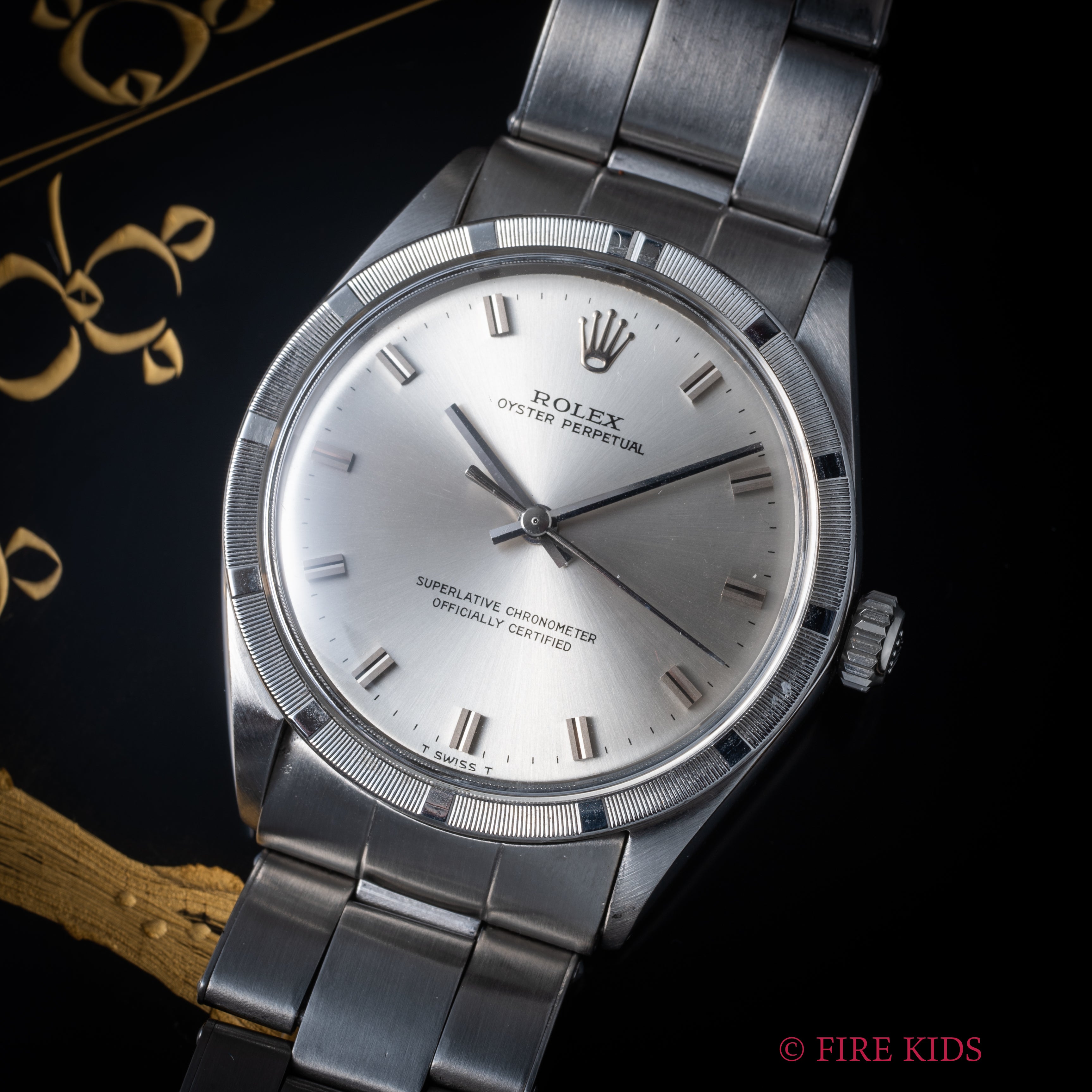 ロレックス オイスターパーペチュアル エンジンターンドベゼル 1968年製 Ref.1007 ショートインデックス 純正リベットブレス