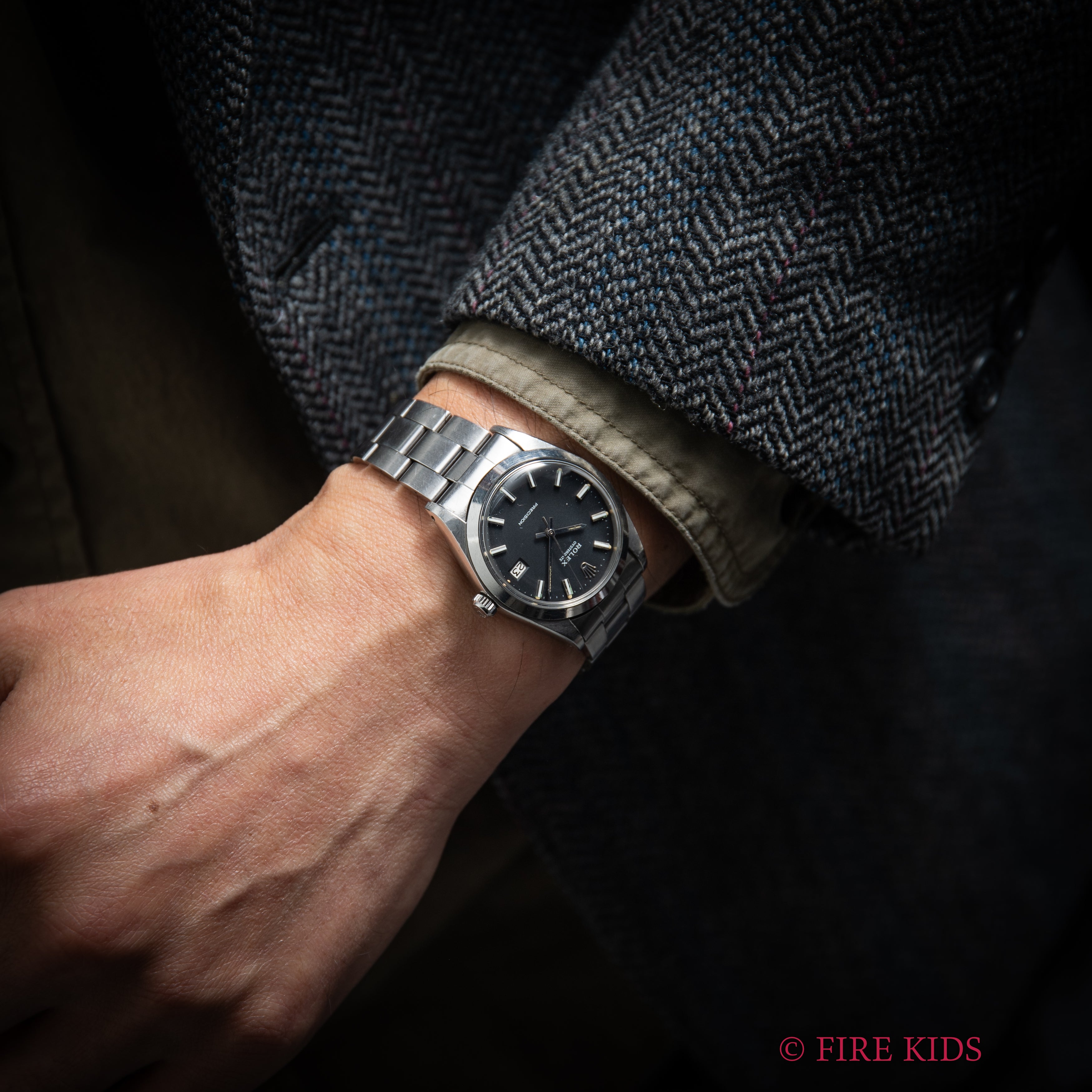 ロレックス オイスターデイト 1971年製 Ref.6694 手巻 ブラックダイヤル ドーム風防 3連オイスターブレス