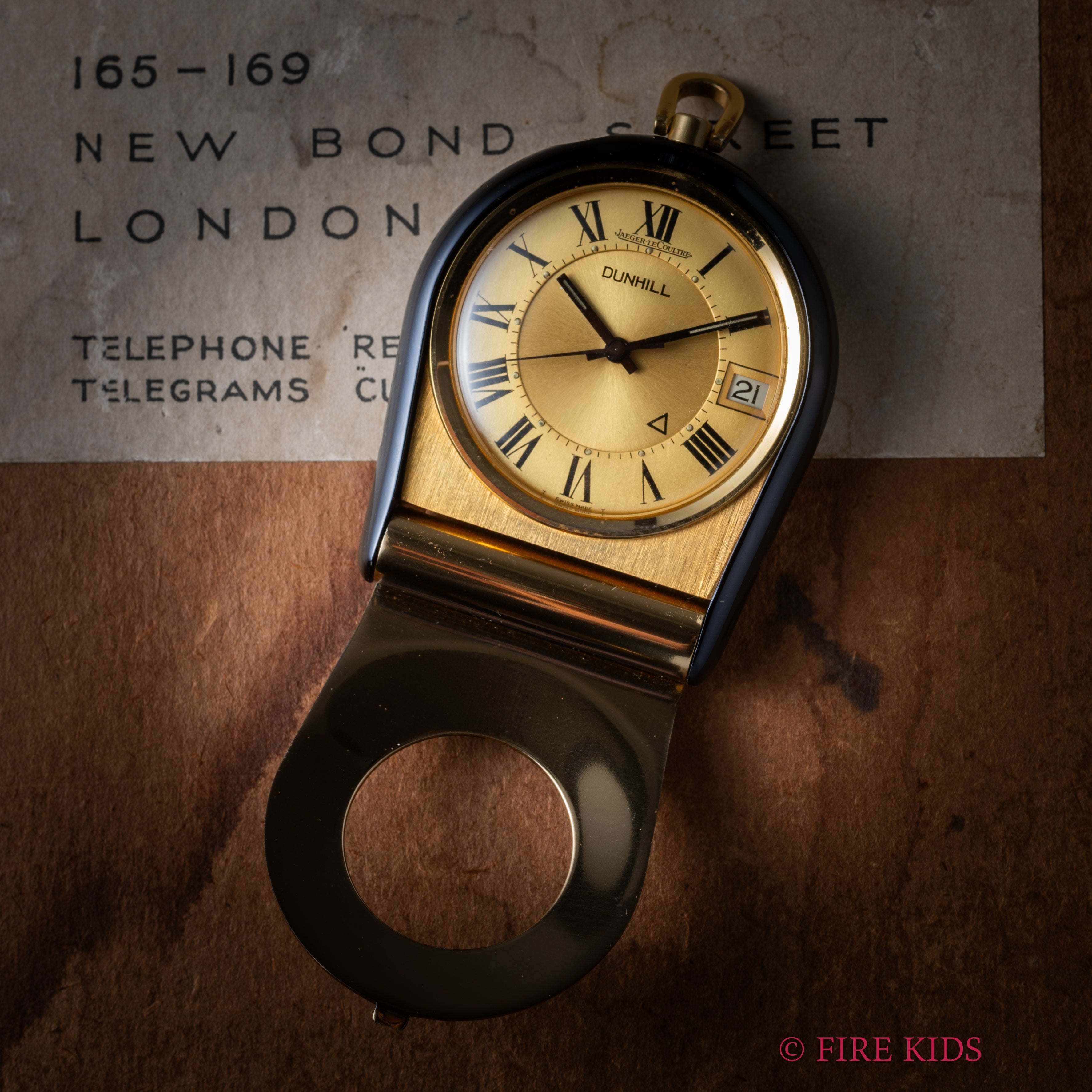 ダンヒル ジャガー・ルクルトWネーム トラベルウォッチ 1970年代製 アラーム セミハンターケース