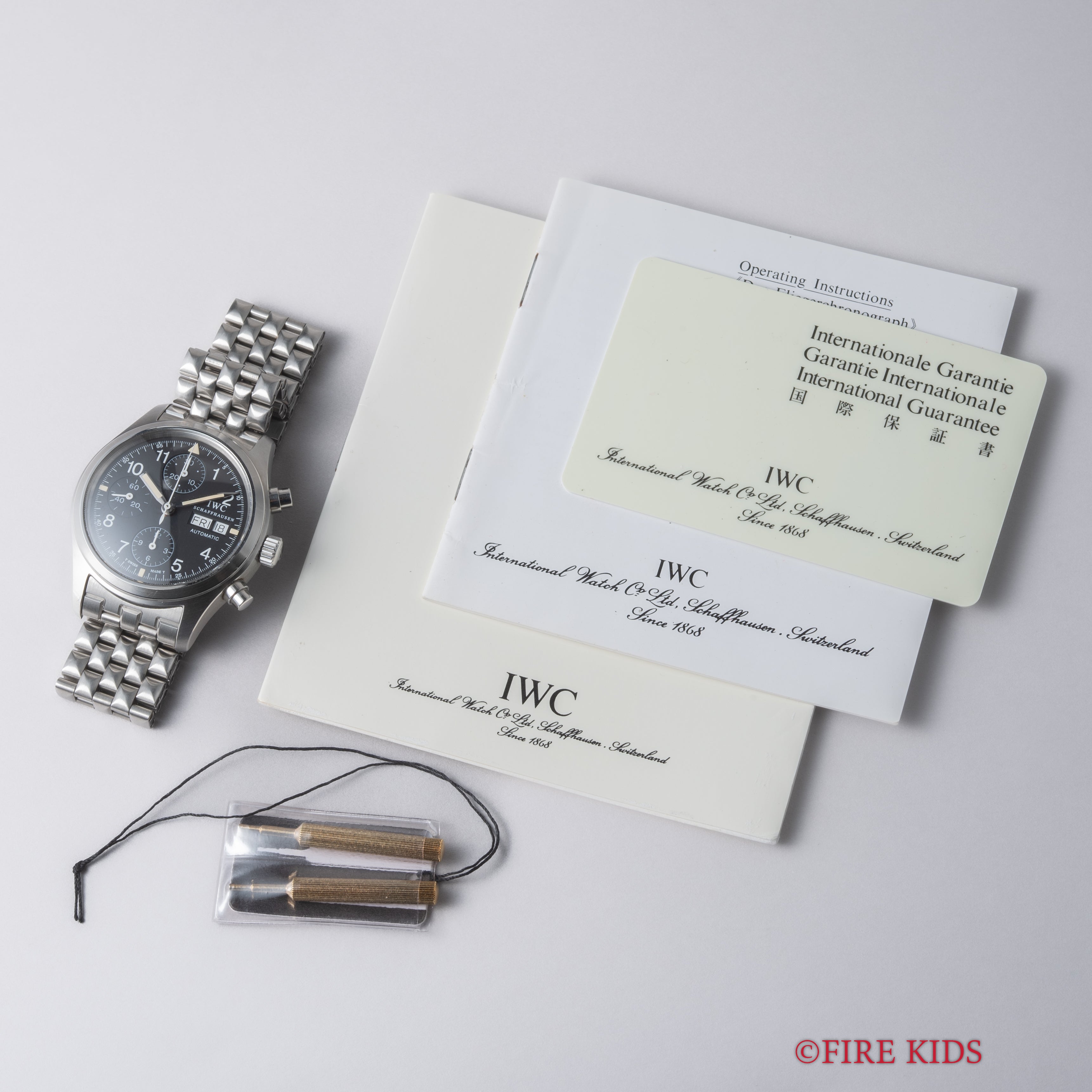 IWC フリーガークロノグラフ 1998年製 パイロットウォッチ 自動巻 オールトリチウム 純正ブレス ギャラ付