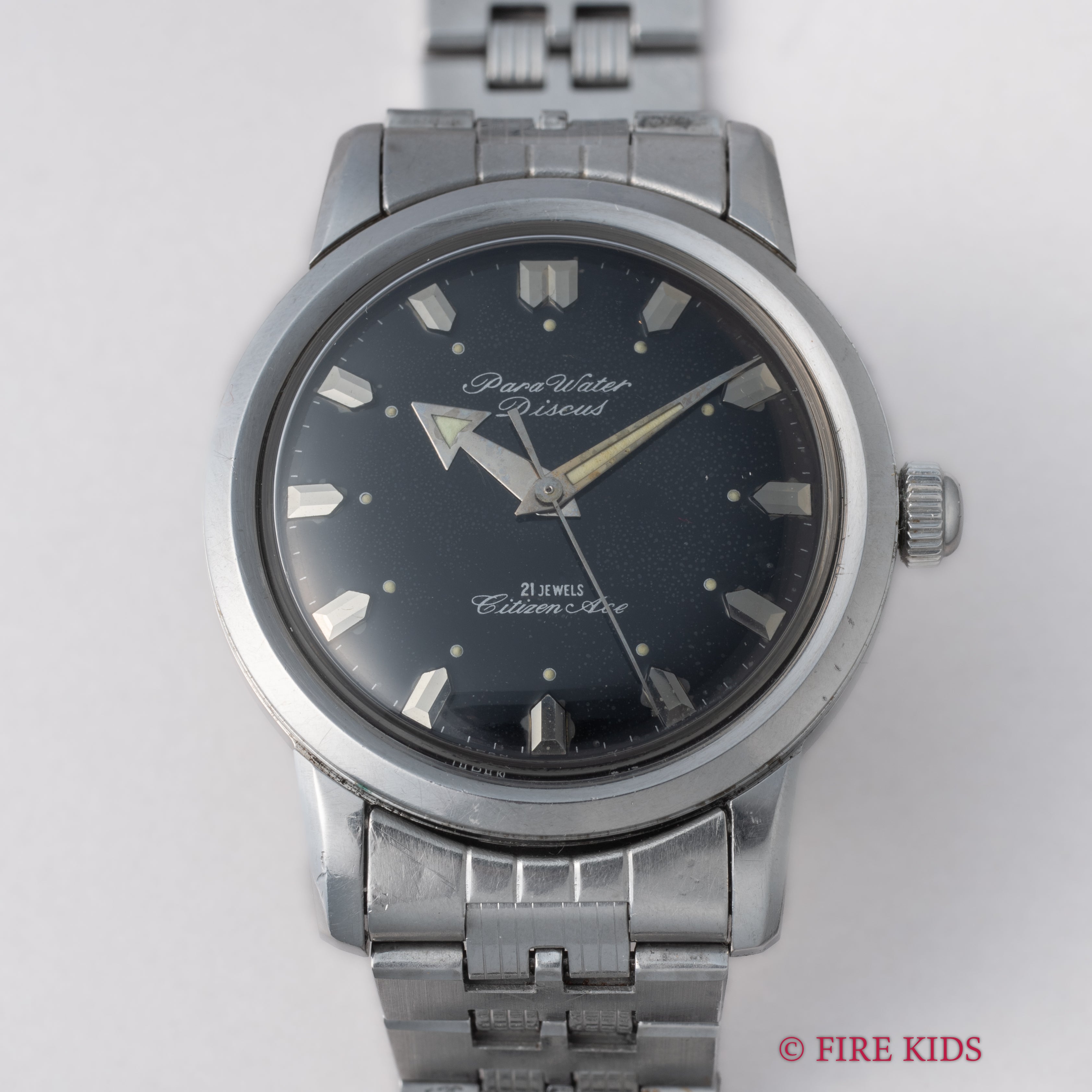 シチズン エース ディスカス 1961年製 アローハンド ブラックミラー 純正ブレス