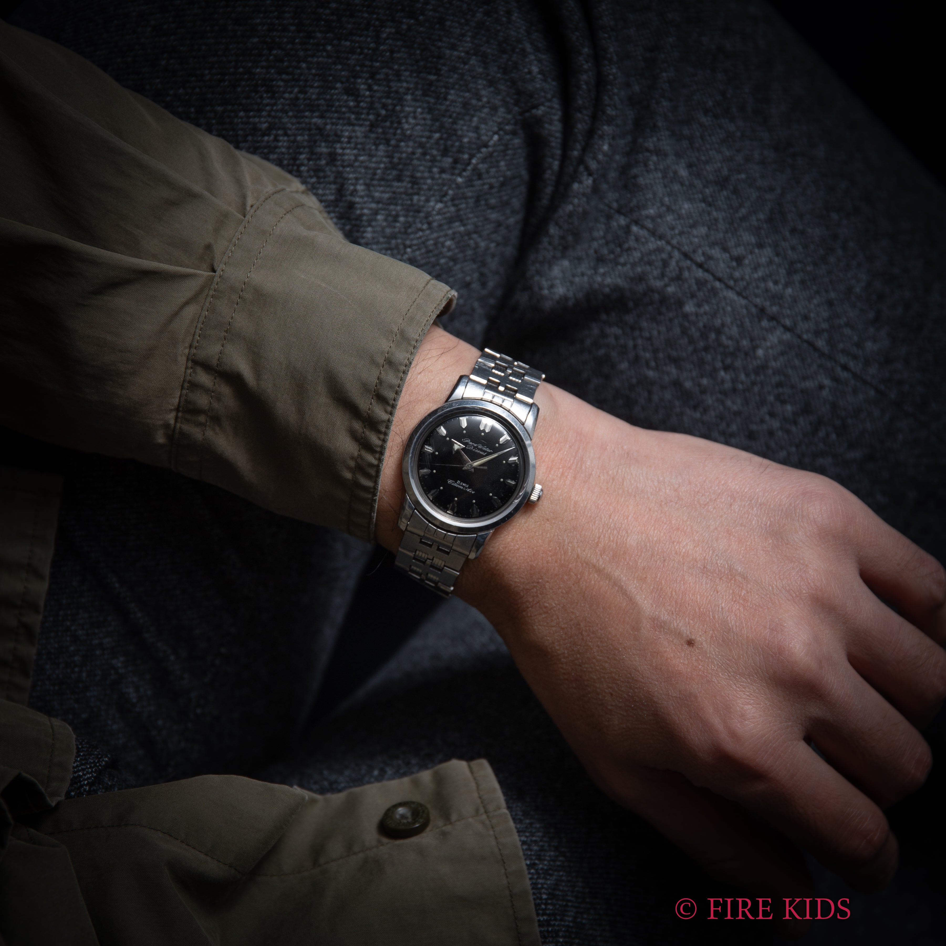 シチズン エース ディスカス 1961年製 アローハンド ブラックミラー 純正ブレス