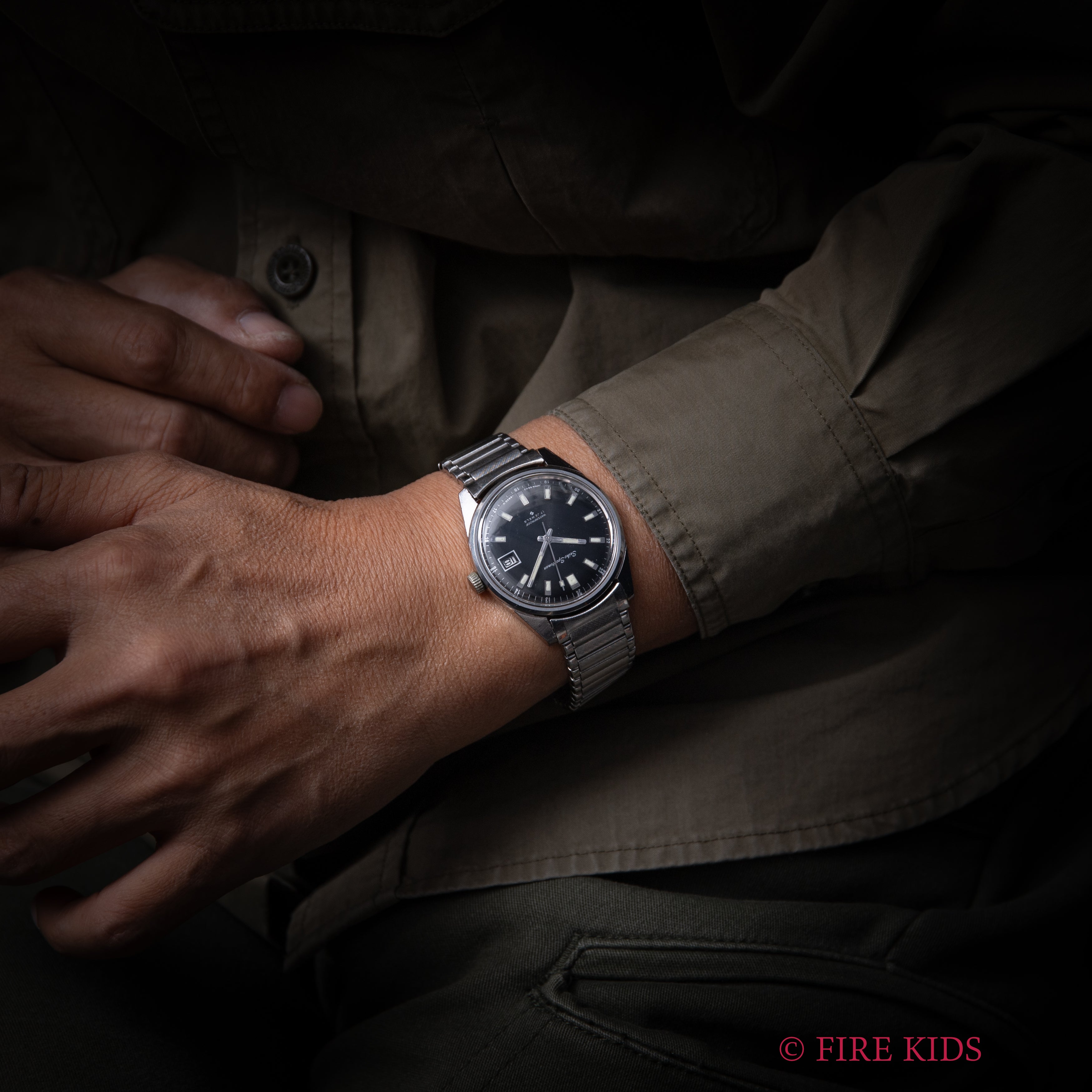 セイコー スポーツマン ブラックミラー文字盤 1968年製 Ref.6602-9982 手巻 純正ステンレスブレス