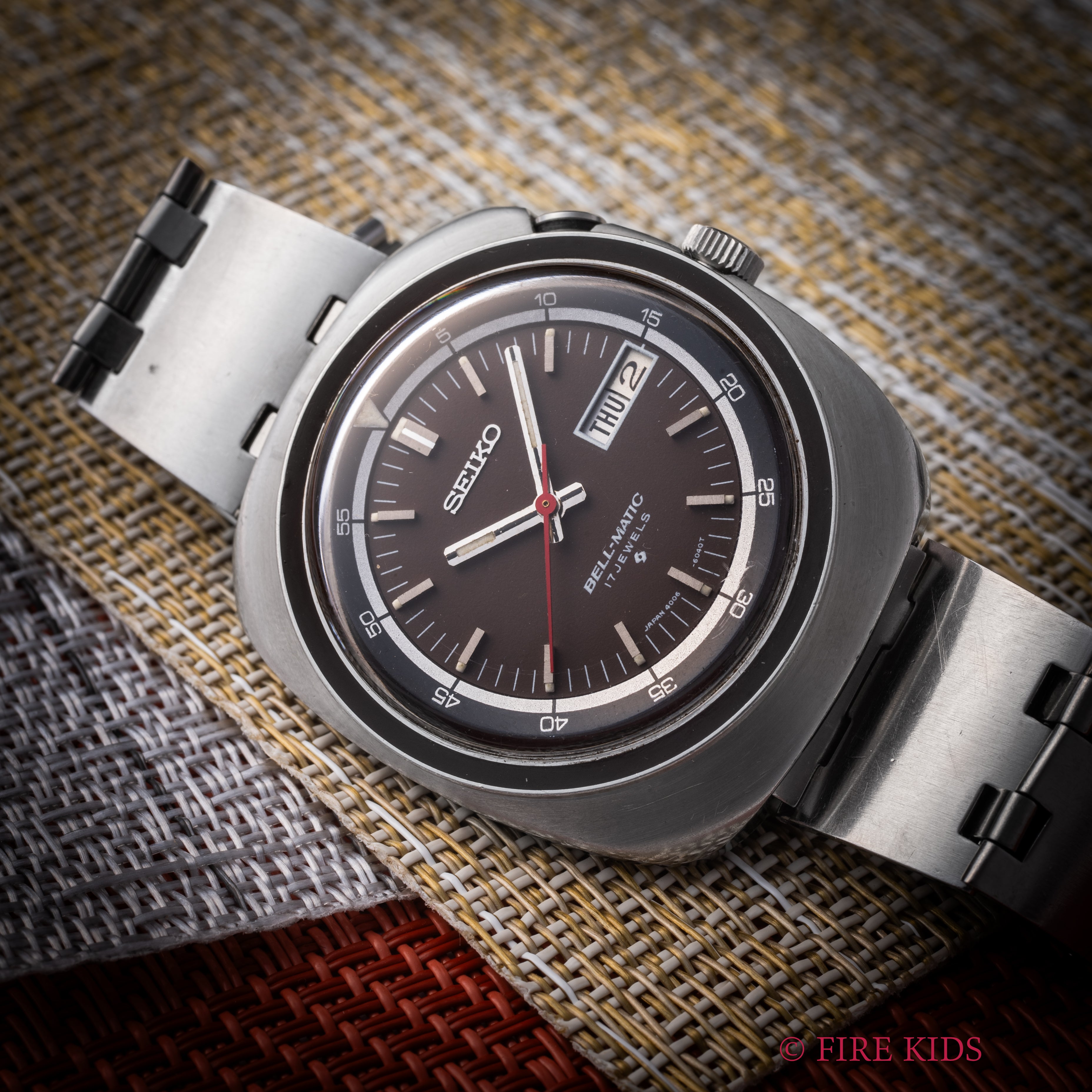 セイコー ベルマチック 1971年製 ブラウンダイヤルベゼル 自動巻 リストアラーム 純正ブレス