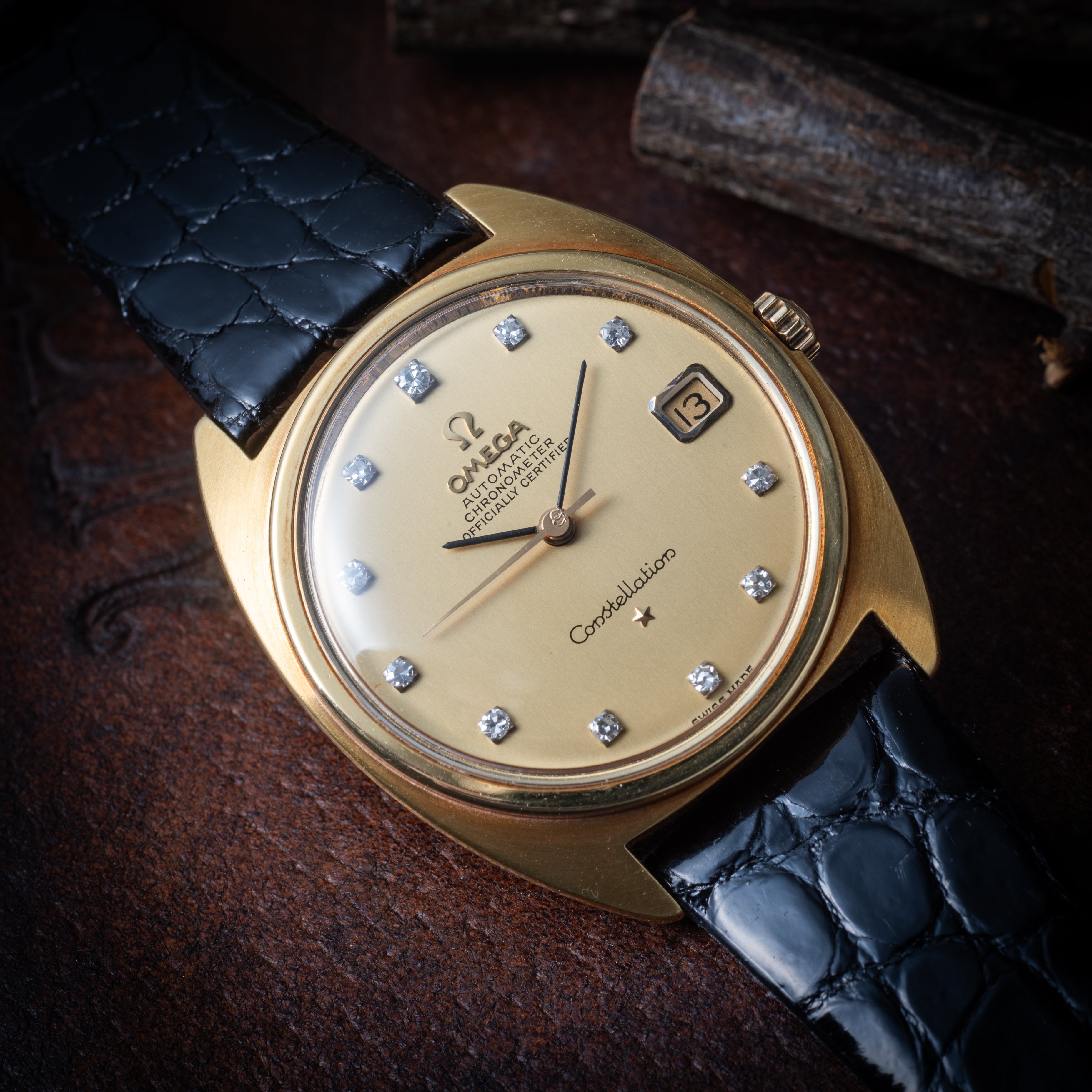 オメガ 18金無垢コンステレーション11Pダイヤ ジェンタデザイン初期型 1966年製 Cal. 561 自動巻き 尾錠付き