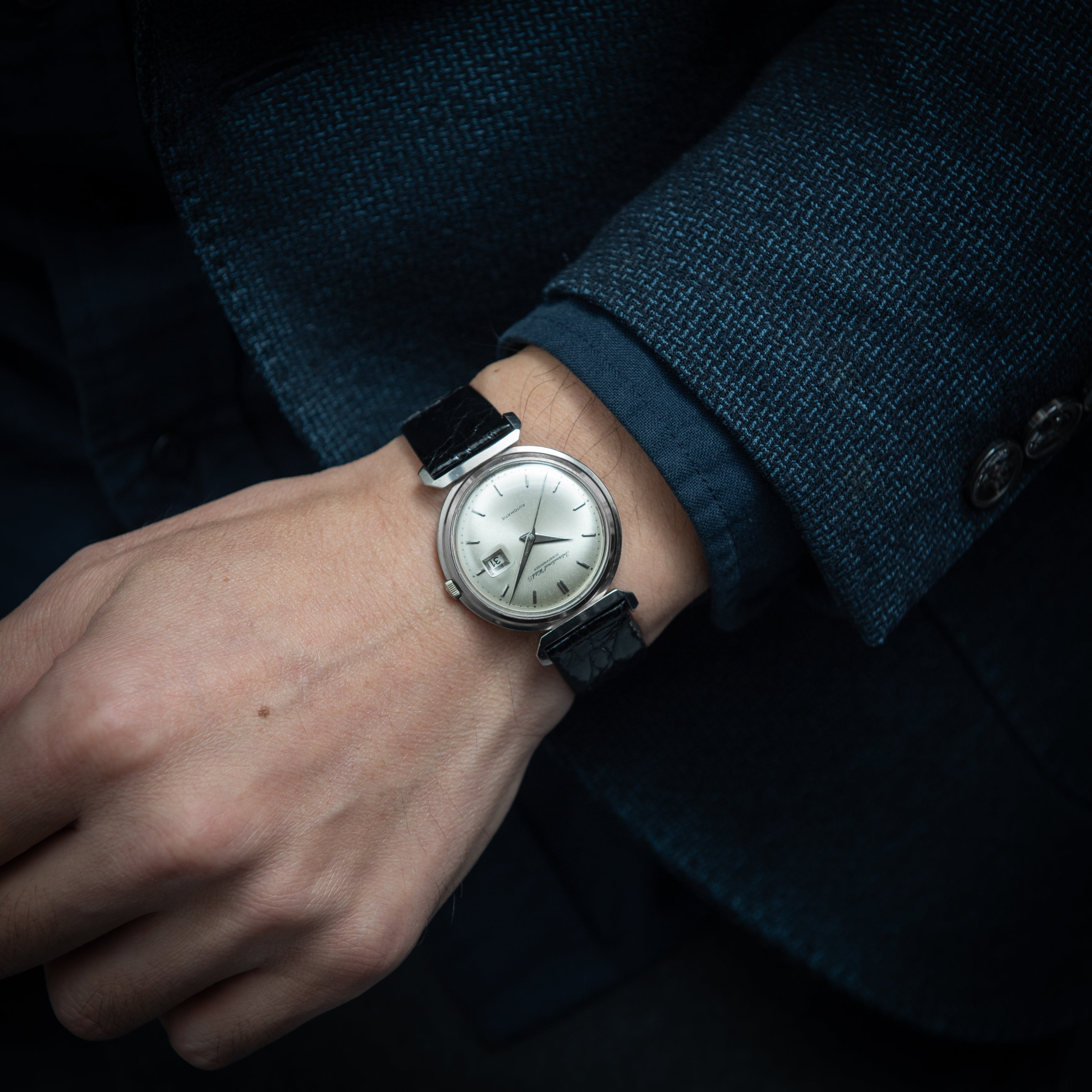 IWC デラックス 1963年製 18金無垢ホワイトゴールド 寄り目 ペラトン式自動巻きCal.8531 お魚リューズ