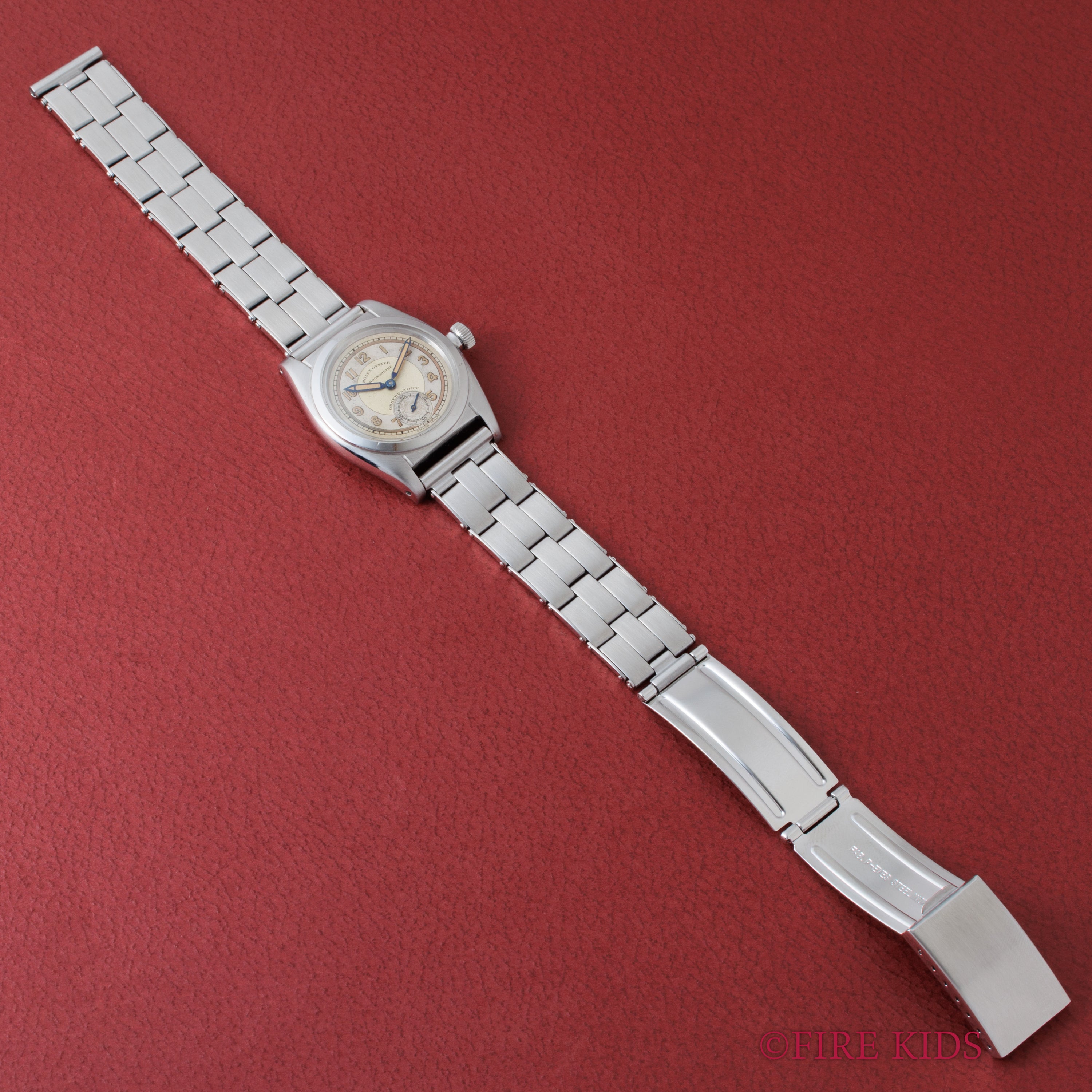 ロレックス オイスター フラットバック 1941年製 アラビアダイヤル スモールセコンド手巻 社外ブレス