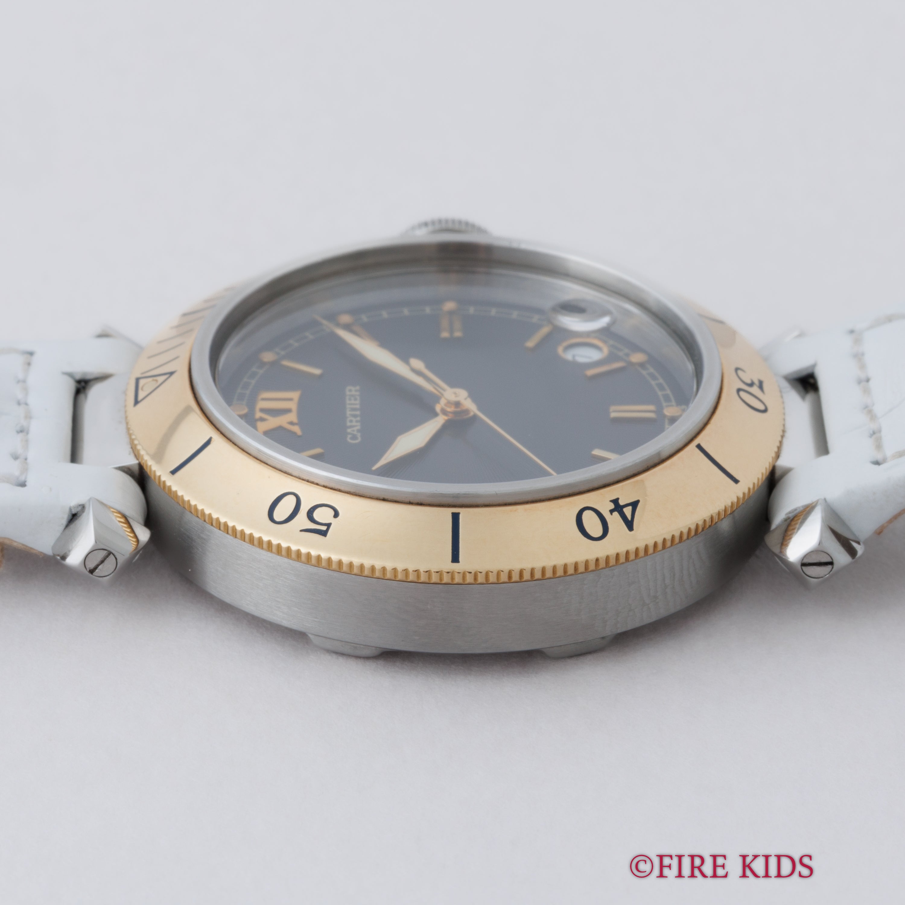 カルティエ パシャ コンビ グレーダイヤル Ref.1034 1990年代製 18金無垢尾錠付き