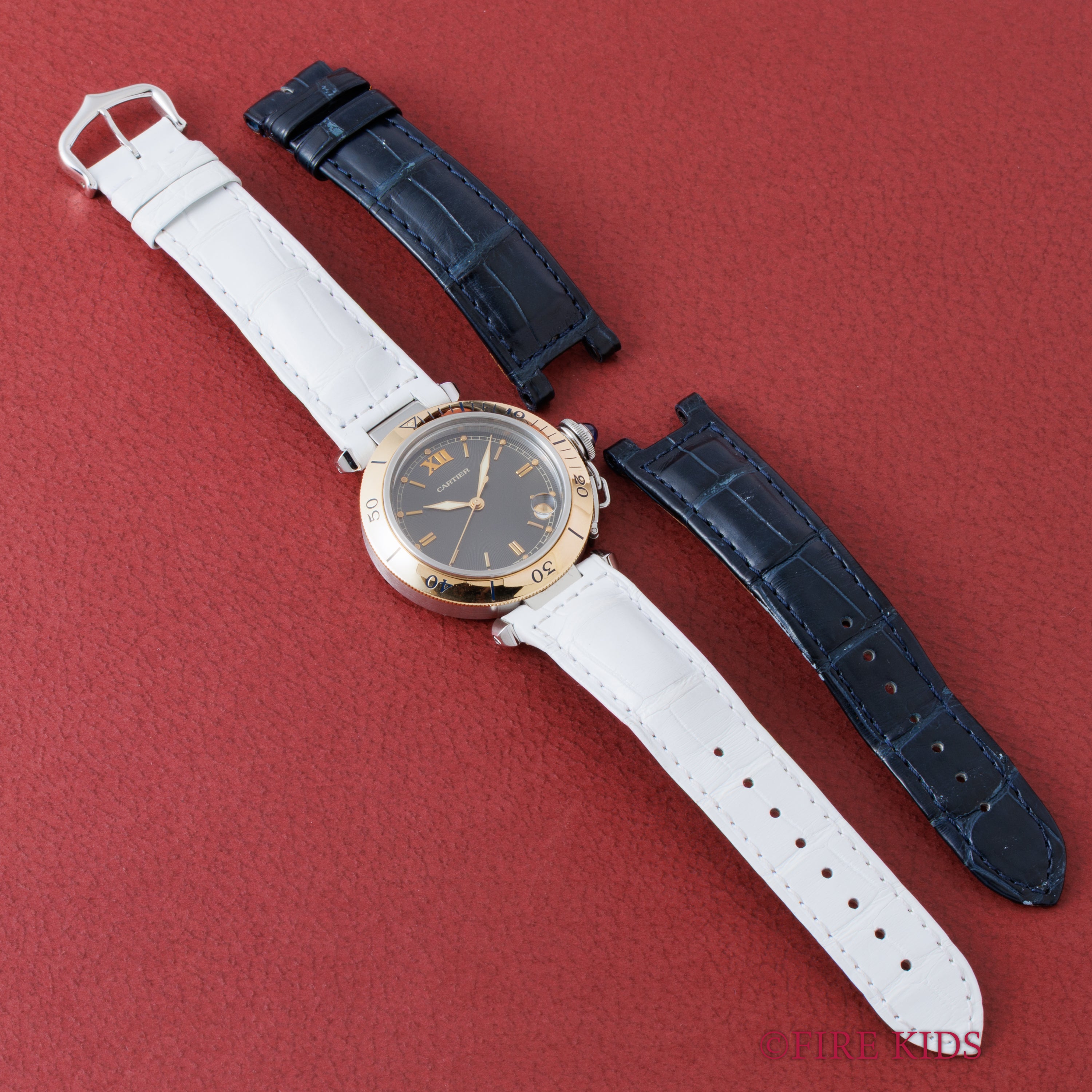 カルティエ パシャ コンビ グレーダイヤル Ref.1034 1990年代製 18金無垢尾錠付き