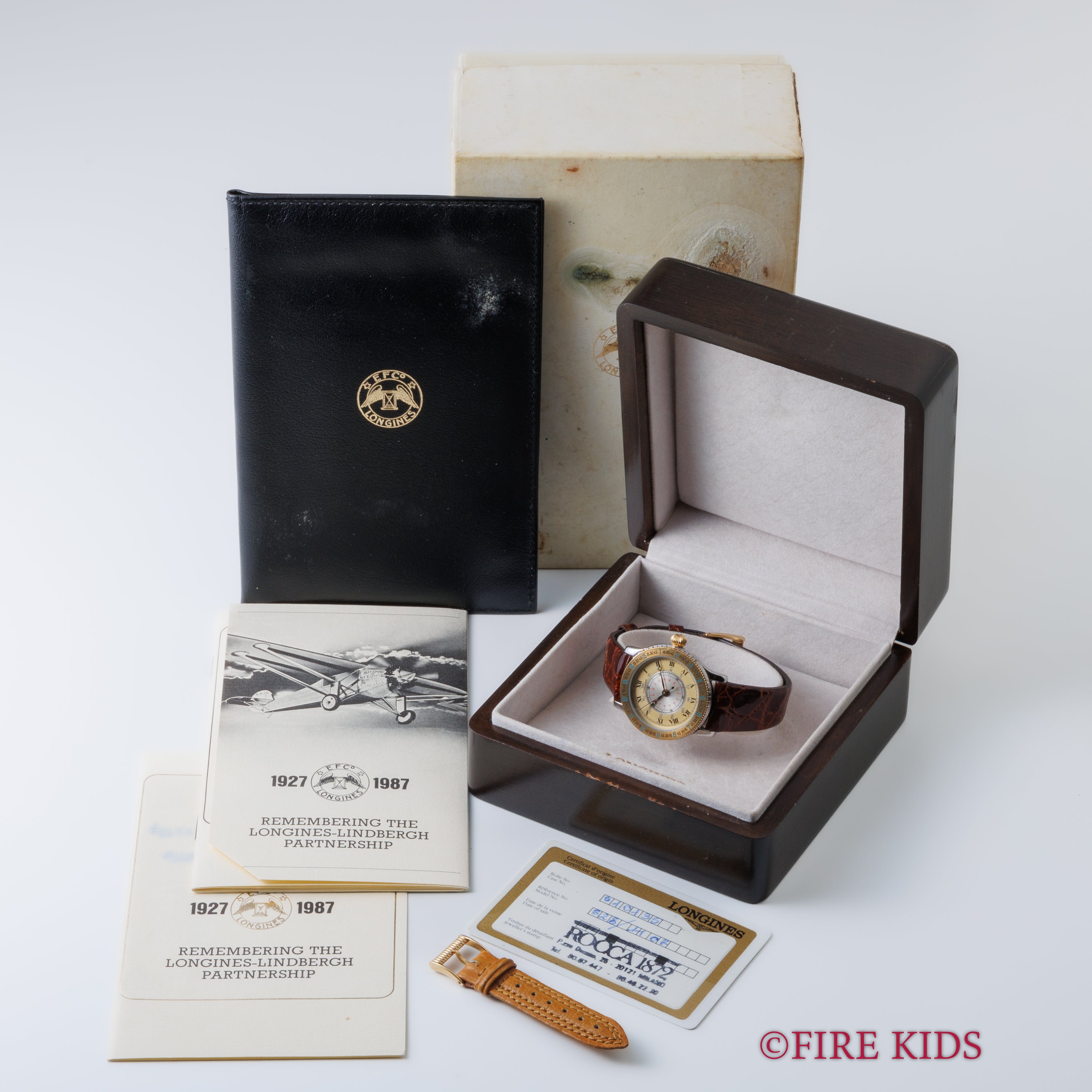 ロンジン リンドバーグ アワーアングル 1980年代後半製 Cal.L628.1 コンビ 箱、純正ベルト付き