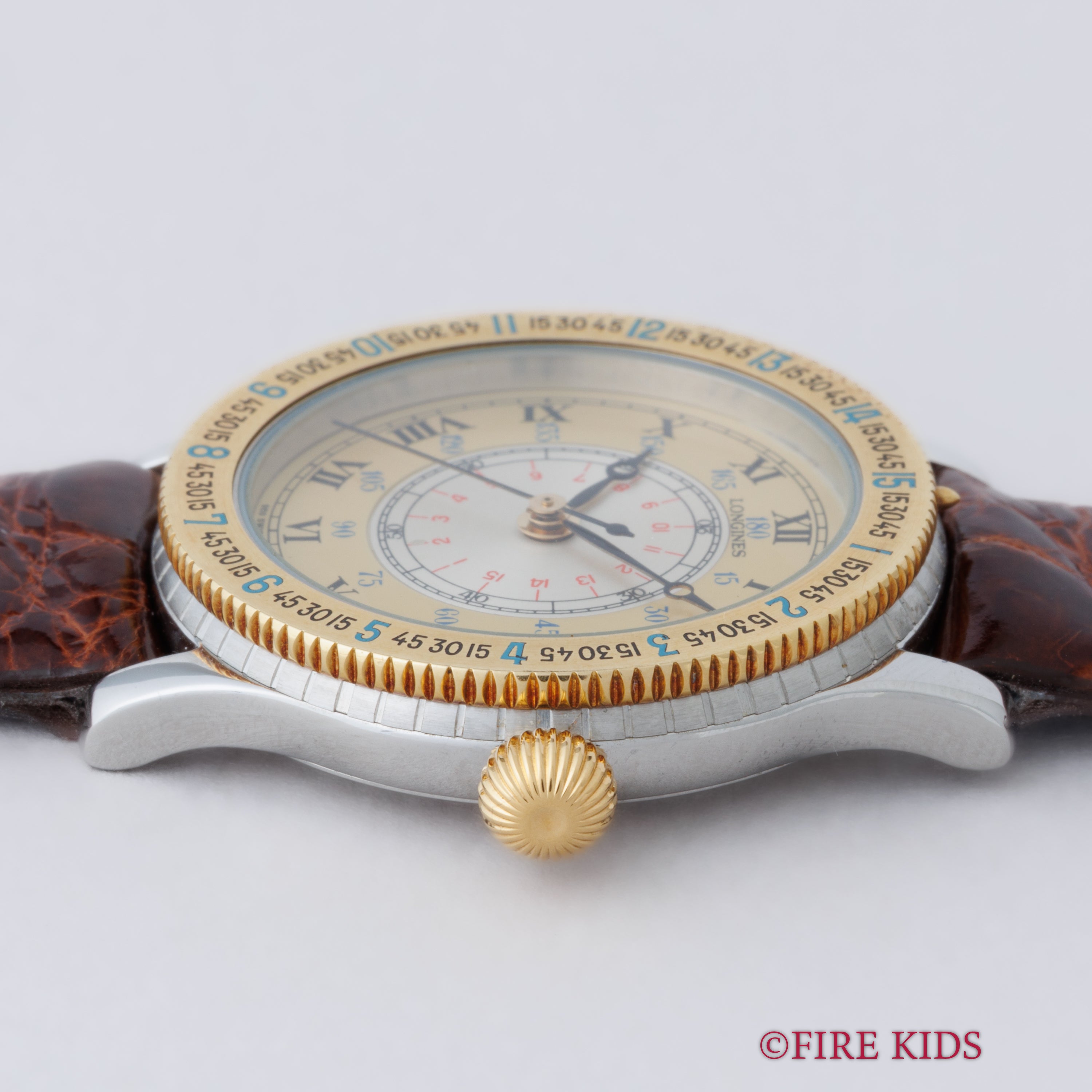 ロンジン リンドバーグ アワーアングル 1980年代後半製 Cal.L628.1 コンビ 箱、純正ベルト付き