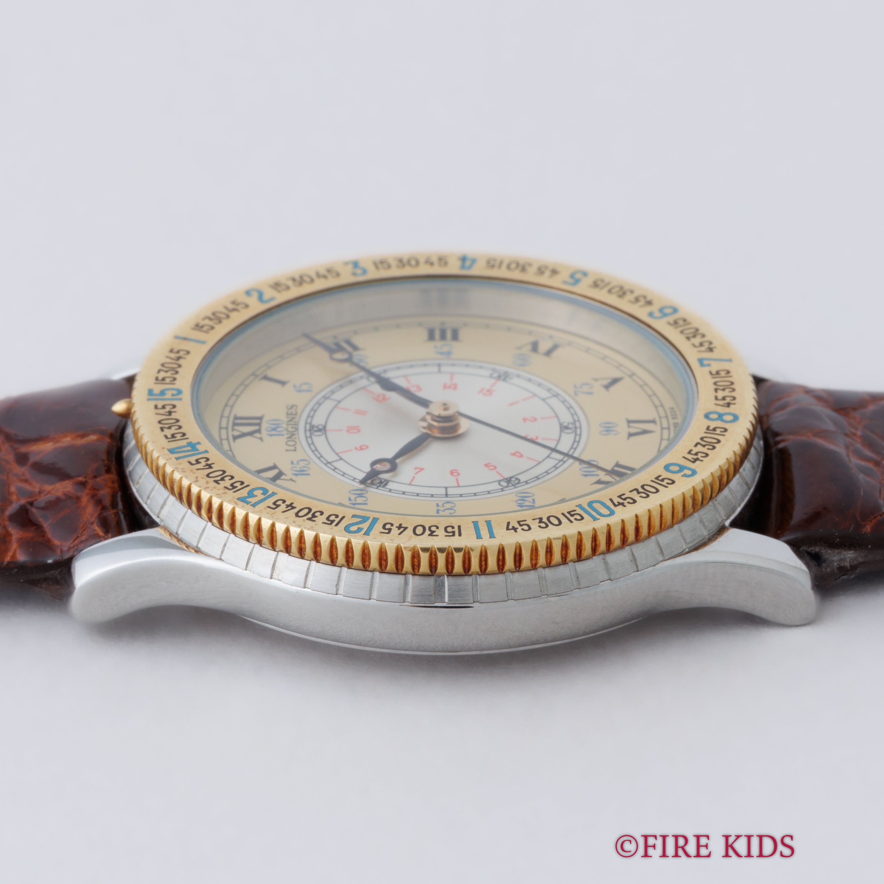 ロンジン リンドバーグ アワーアングル 1980年代後半製 Cal.L628.1 コンビ 箱、純正ベルト付き