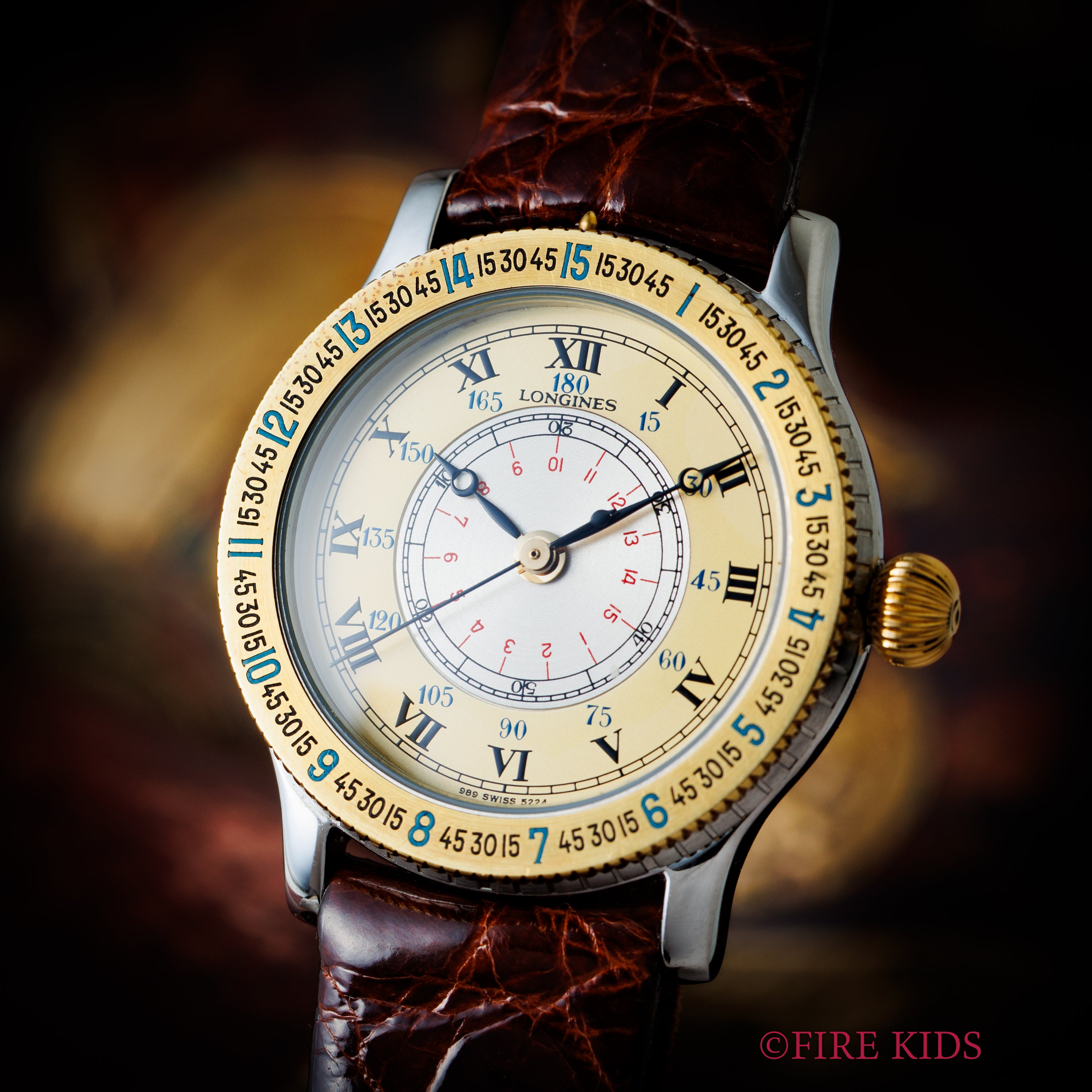 ロンジン リンドバーグ アワーアングル 1980年代後半製 Cal.L628.1 コンビ 箱、純正ベルト付き