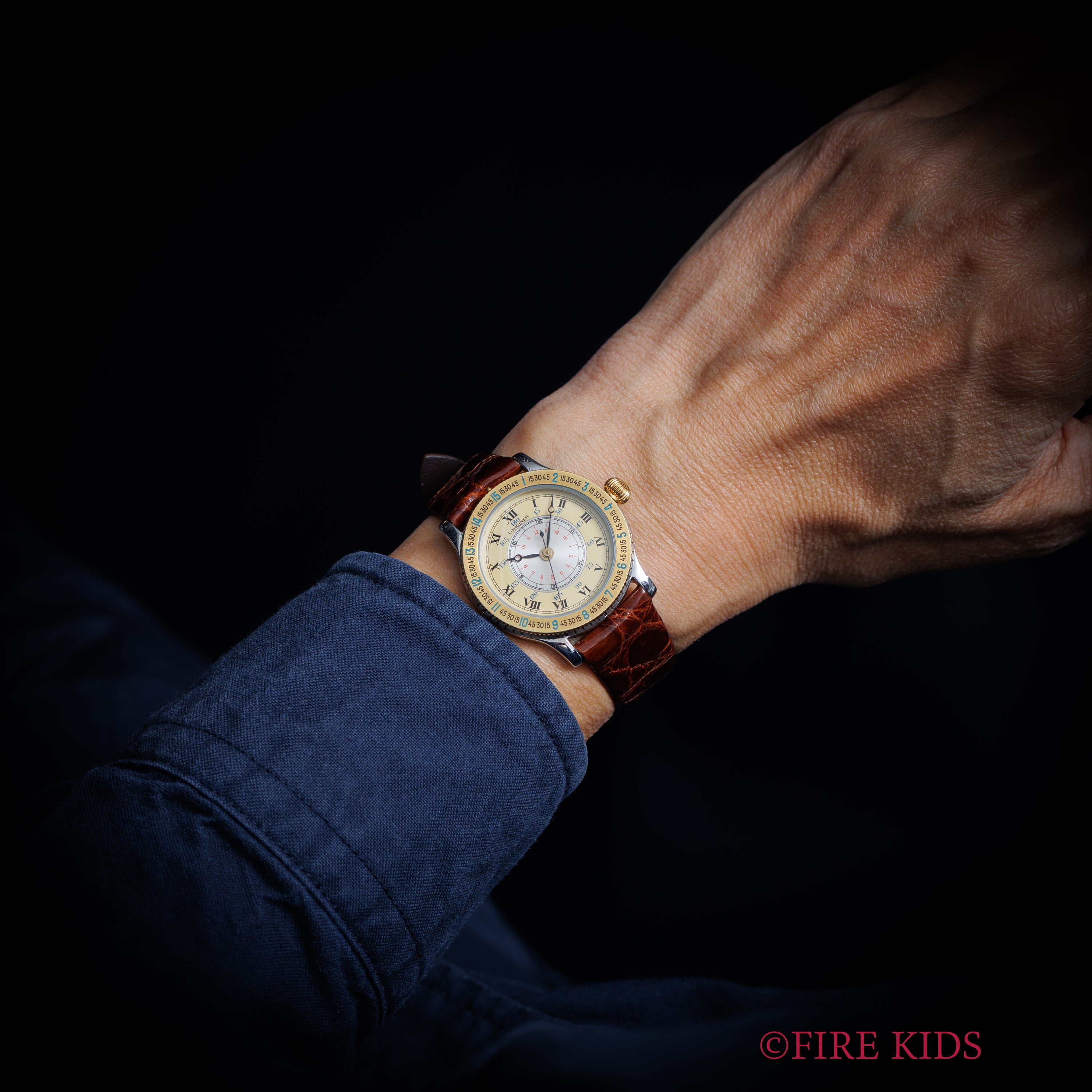 ロンジン リンドバーグ アワーアングル 1980年代後半製 Cal.L628.1 コンビ 箱、純正ベルト付き