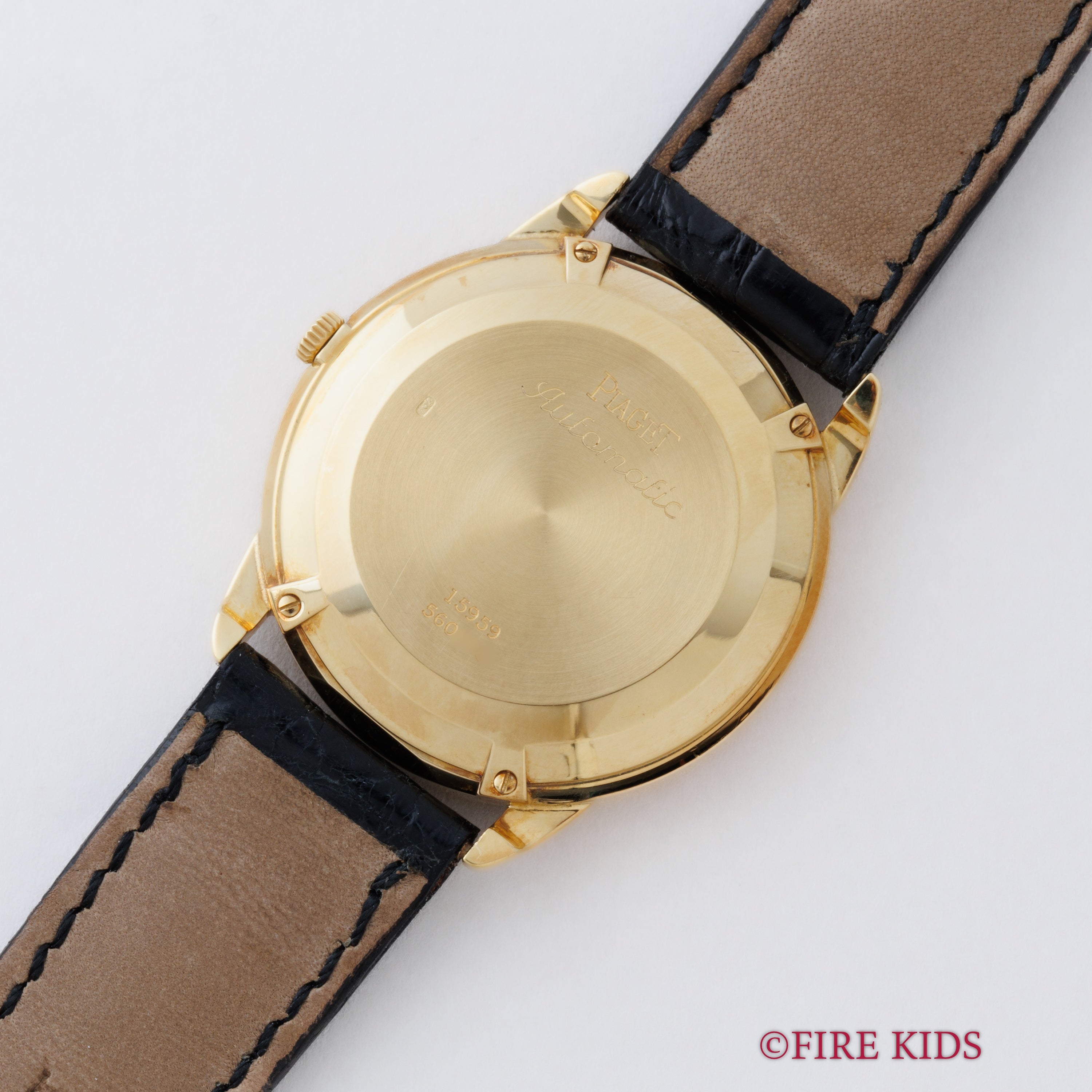 ピアジェ グベナー 18金無垢 トリプルカレンダー 1990年代製 自動巻き Cal.8535 Ref.15959 N.O.S 箱、ギャラ、タグ、尾錠、革ベルト付