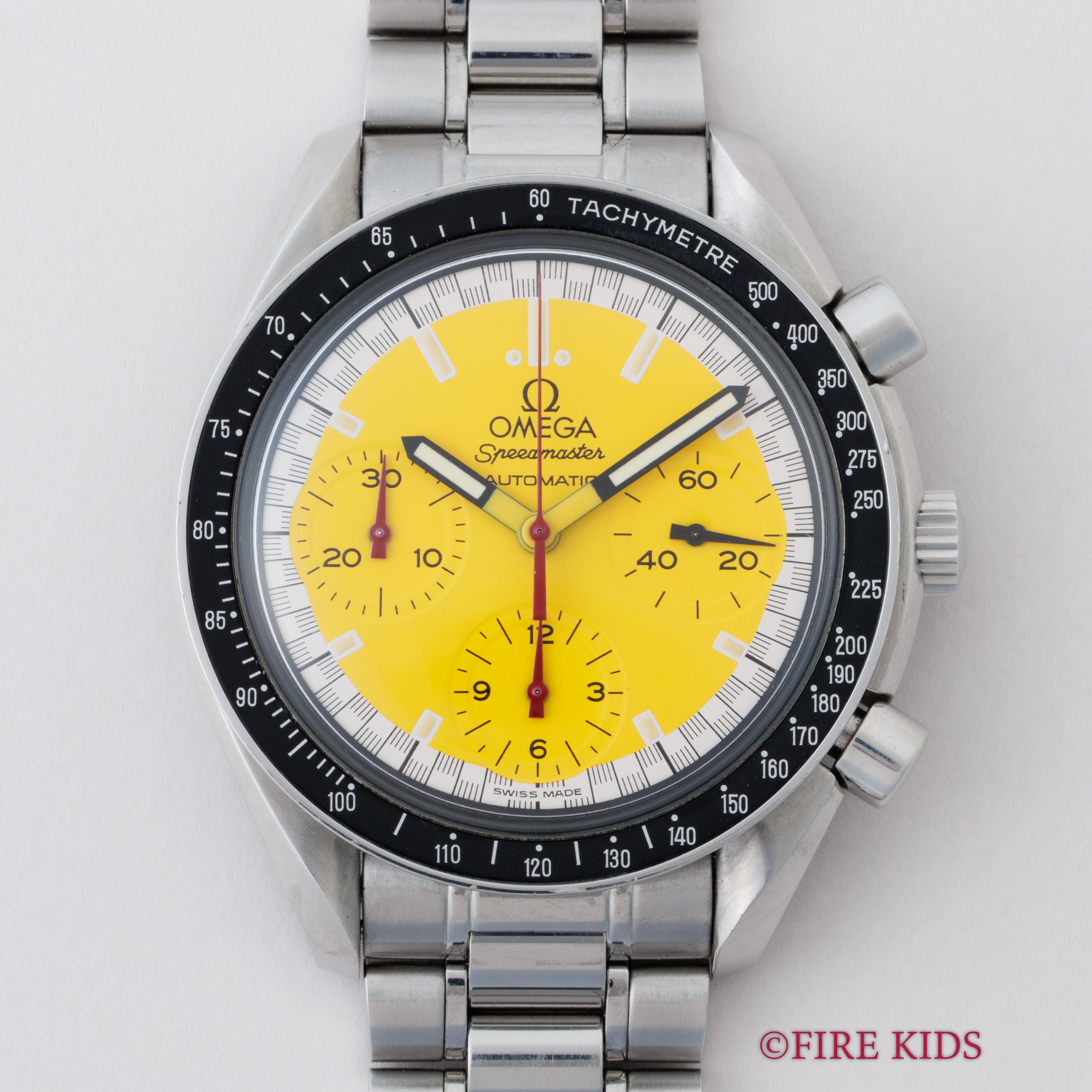 オメガ スピードマスター レーシング 1996年~1998年製 シューマッハ Ref.3510.12 イエローダイヤル 箱、ギャラ付き