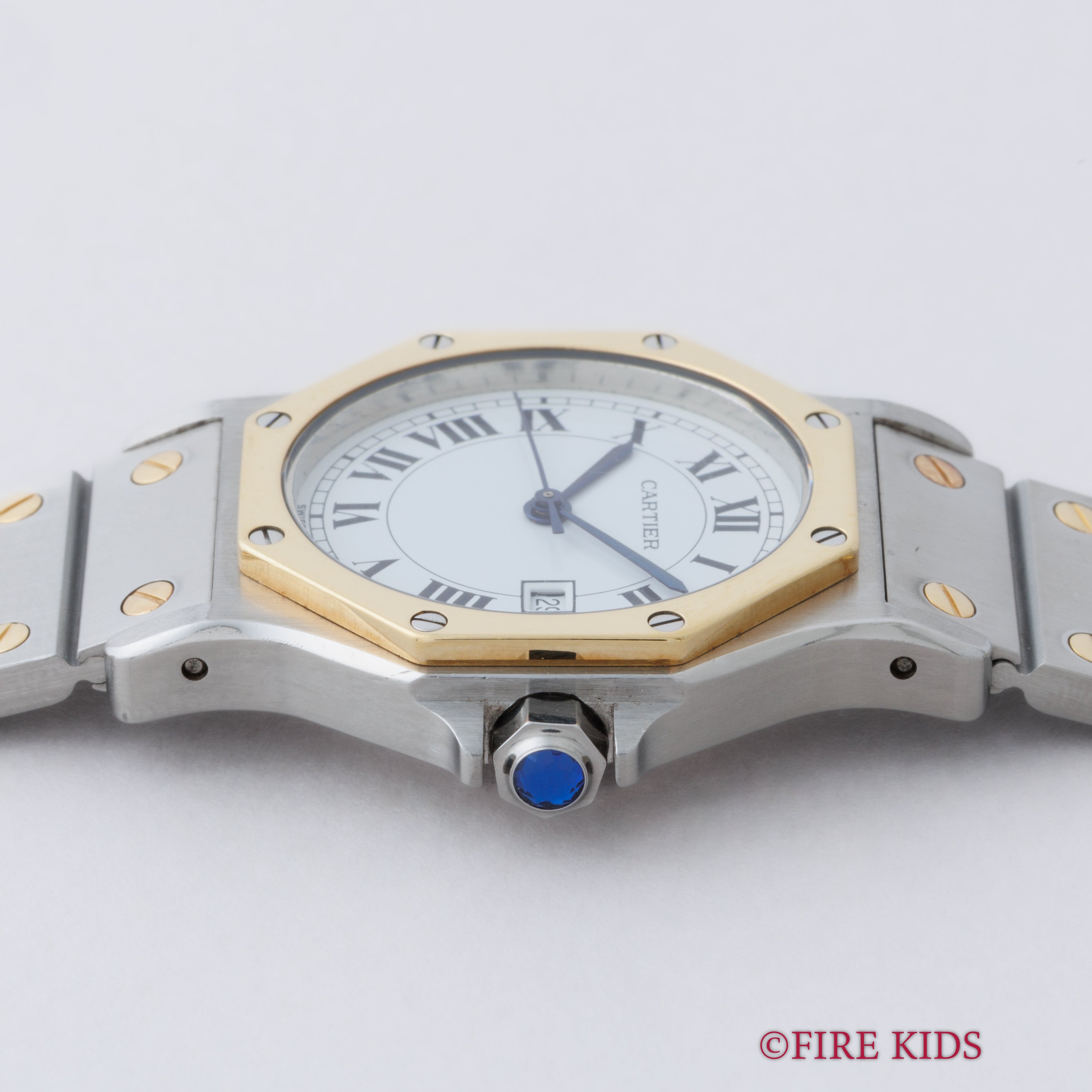 カルティエ サントスオクタゴン LMサイズ 1980年代製 自動巻 コンビ 純正ブレス