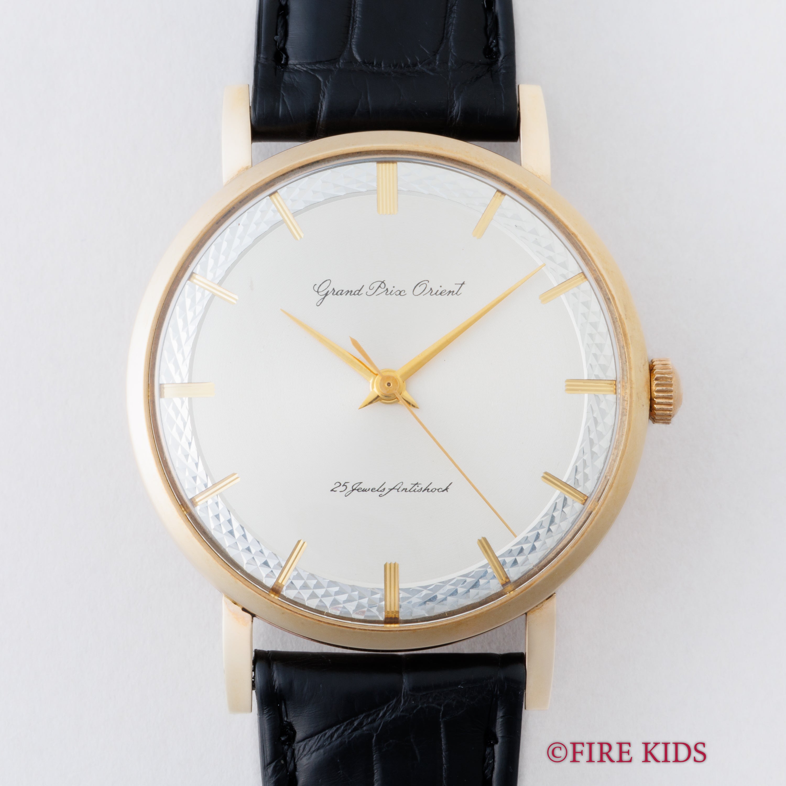 オリエント グランプリオリエント 1960年代製 14金張りケース 手巻き 変わり文字盤 純正尾錠、革ベルト、タグ付き 美品