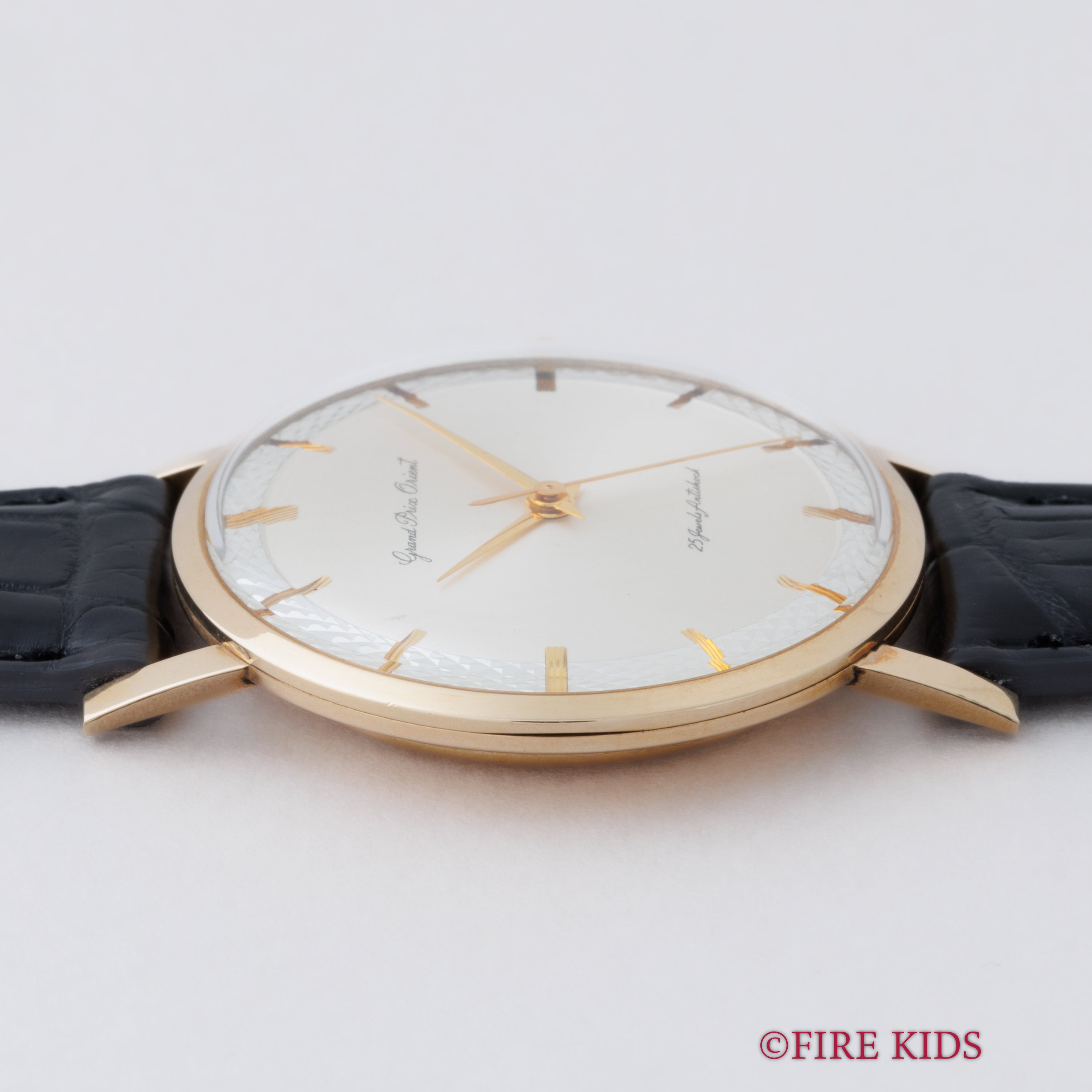 オリエント グランプリオリエント 1960年代製 14金張りケース 手巻き 変わり文字盤 純正尾錠、革ベルト、タグ付き 美品