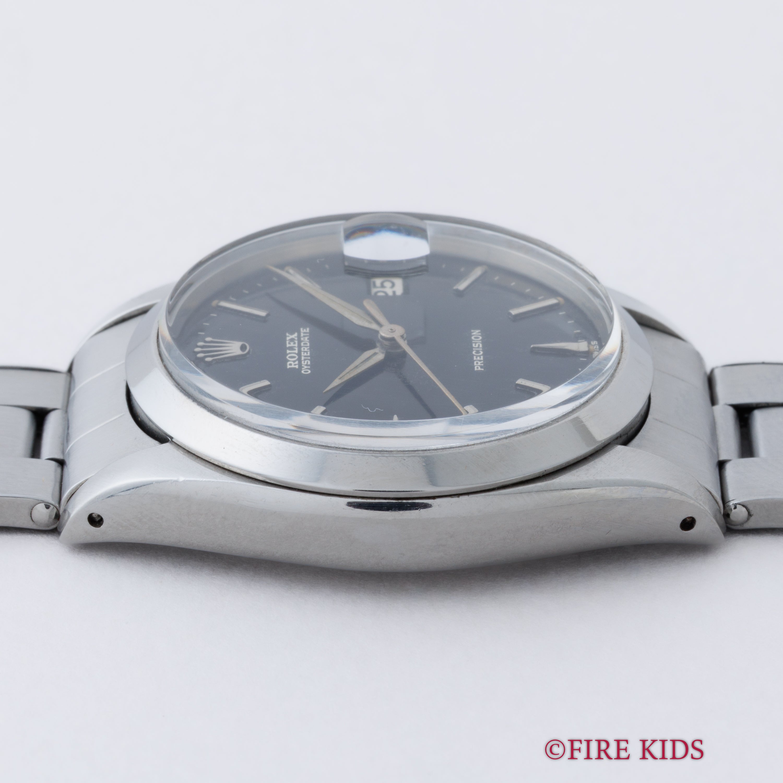 ロレックス オイスターデイト 1964年製 Ref.6694 ブラックミラーダイヤル 純正リベットブレス