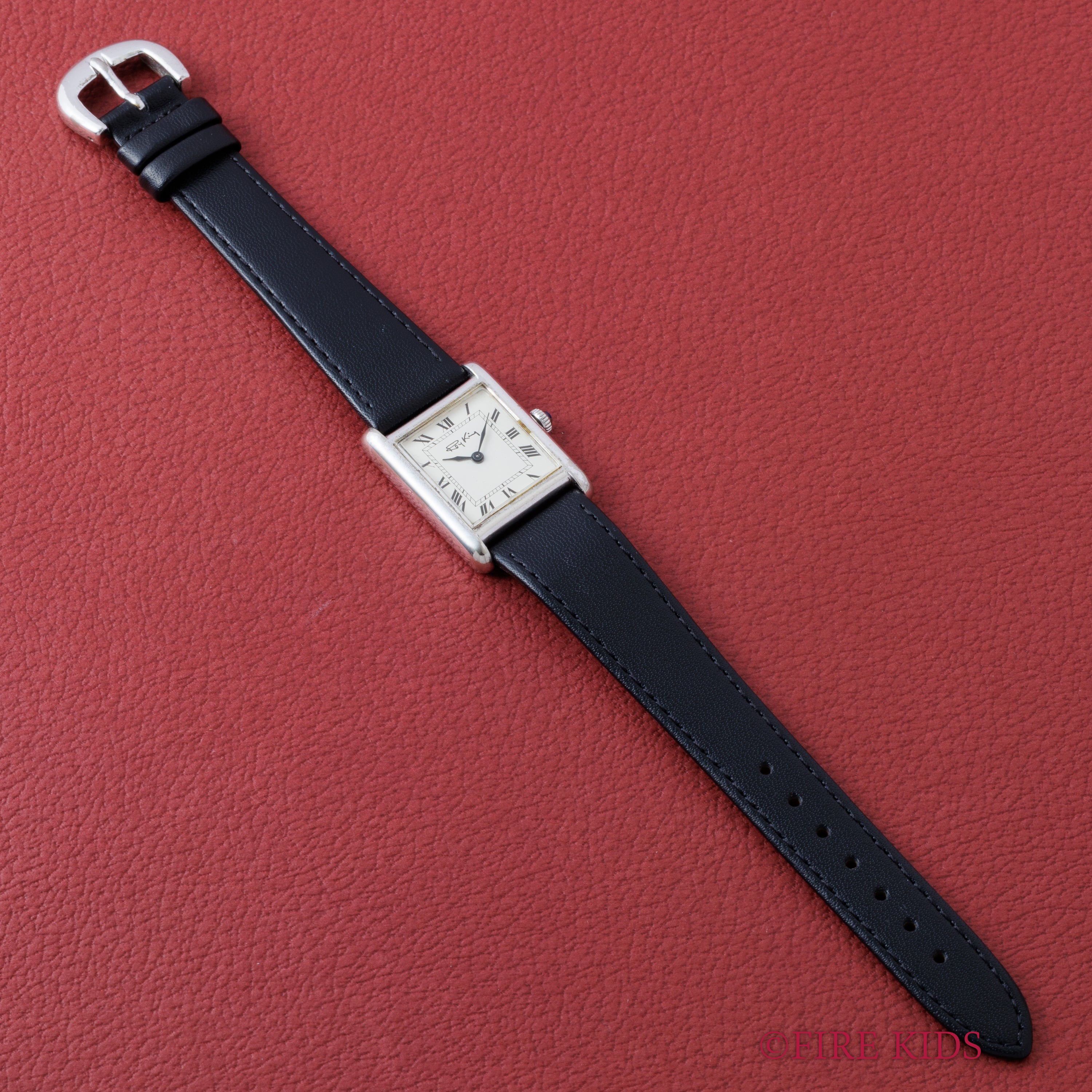 ロイキング 1970年代製 タンク型ウォッチ LMサイズ 銀無垢ケース 手巻き