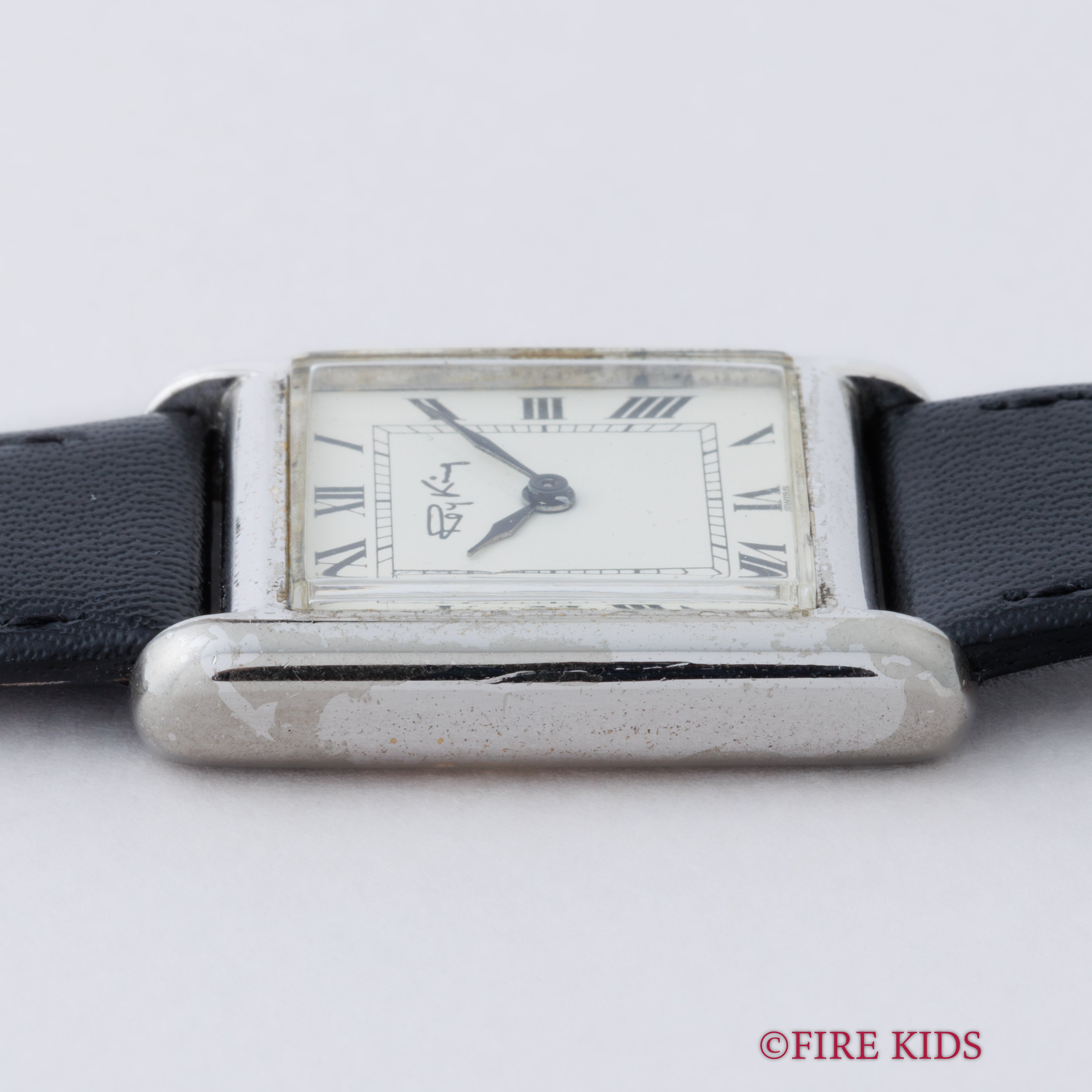 ロイキング 1970年代製 タンク型ウォッチ LMサイズ 銀無垢ケース 手巻き