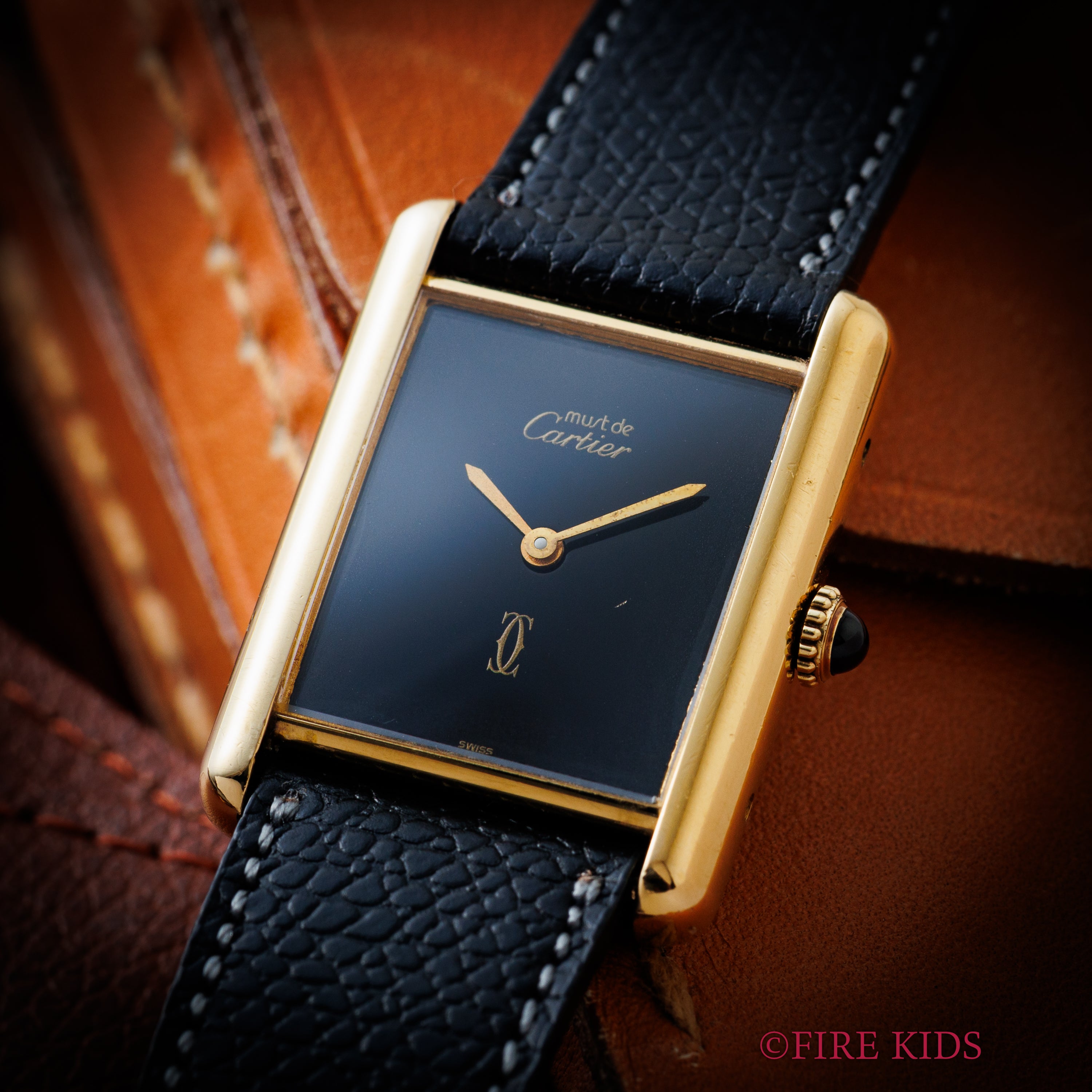 カルティエ マストタンク LMサイズ 1980年代製 ブラックダイヤル