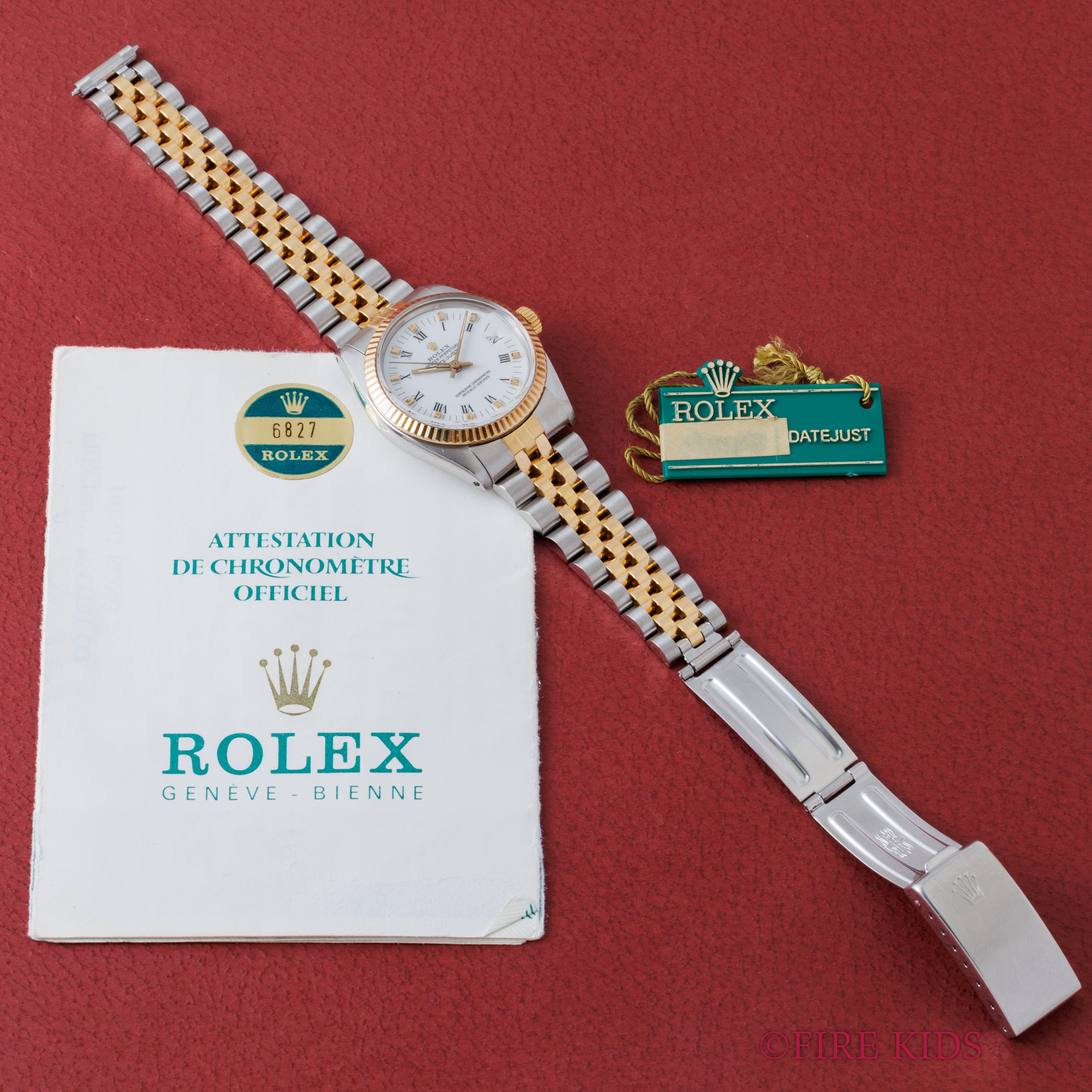ロレックス 30㎜デイトジャストコンビ 1979年製 ホワイトローマンダイヤル Ref.6827 ギャラ付