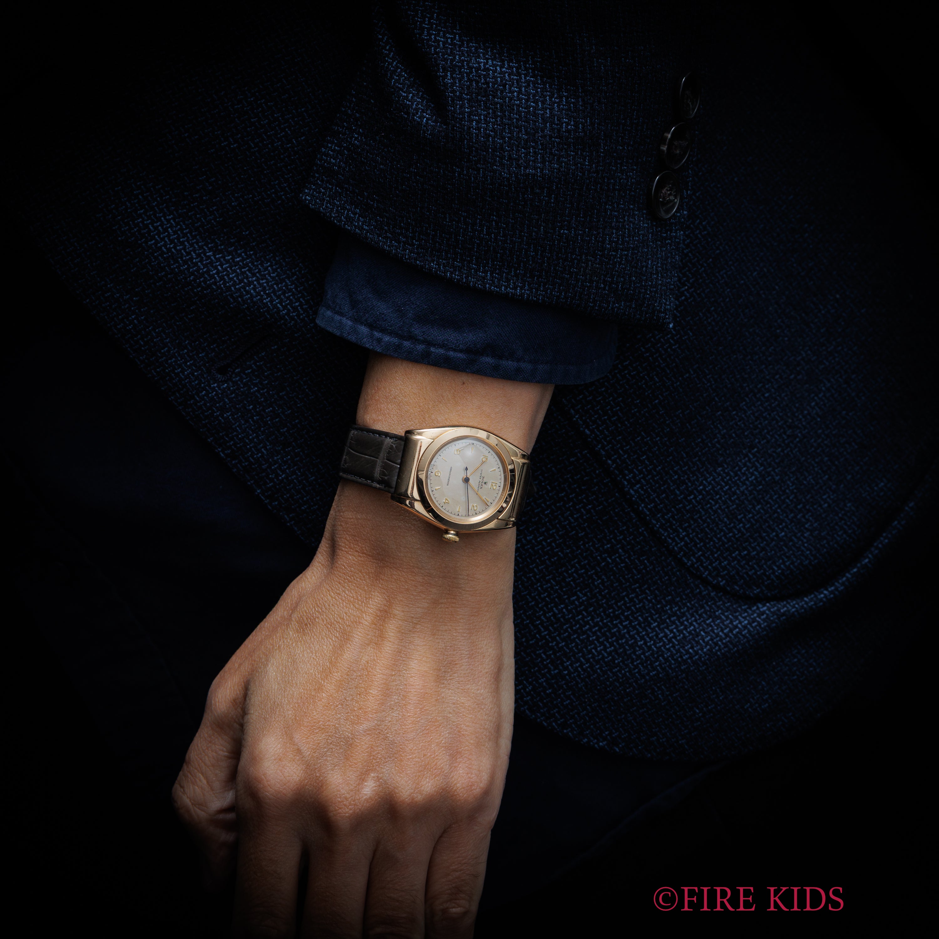 ロレックス 14金無垢バブルバック カバード 1940年代後半製 Ref.7957 飛びアラビアダイヤル